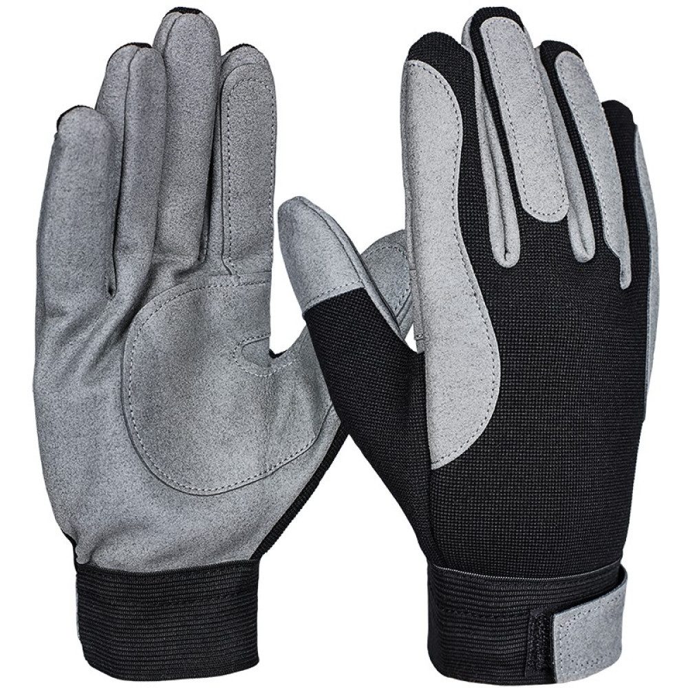 PRO FIT by Fitzner Mechaniker-Handschuhe Mechaniker Handschuh, mit Klett,grau, schwarz 10 (Packung à 6 Paar)