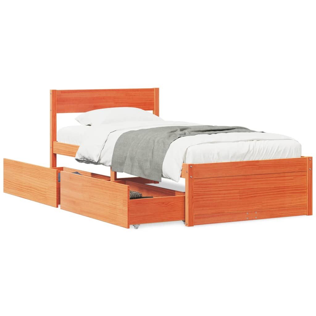 vidaXL Bett Massivholzbett ohne Matratze Wachsbraun günstig online kaufen