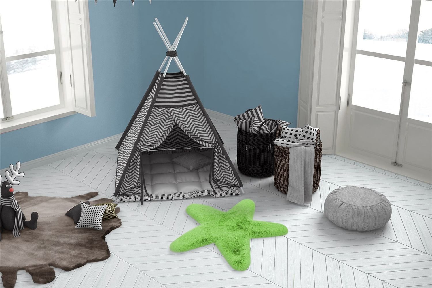 Teppich Boss Hochflor-Teppich Hochflor Teppich Laila Kids 1025 - Grün, rechteckig, Höhe: 36 mm