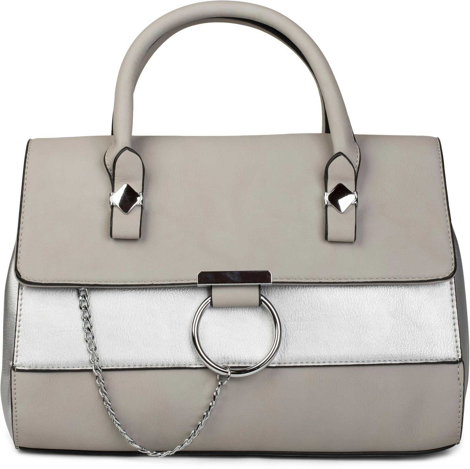 styleBREAKER Henkeltasche (1-tlg), Henkeltasche 2-Tone mit Metall Ring und Kette