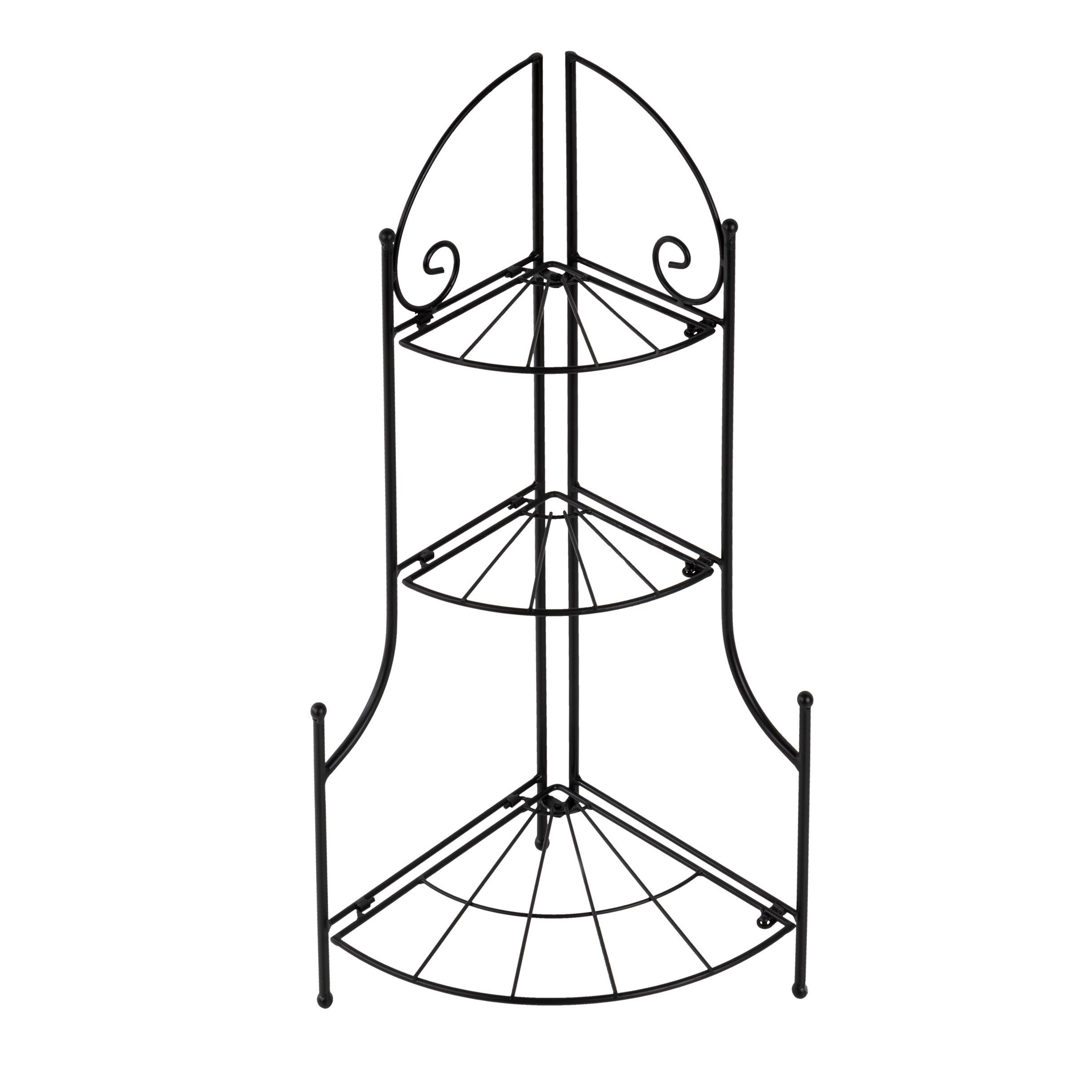 Spetebo Pflanzentreppe Metall Blumenregal schwarz Eckregal), (einteilig, 1 und Ablagen für - 65x23cm vormontiertes 3 mit Innen Blumentreppe St., Außen Pflanzenregal