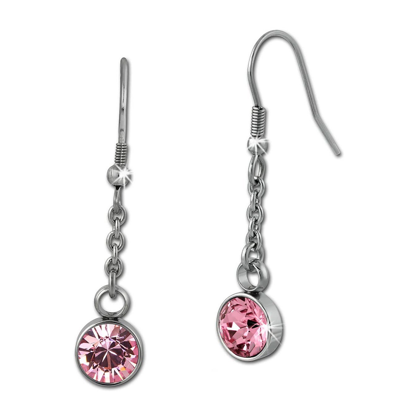 Amello Paar Ohrhänger Amello Ohrringe Edelstahl Ohrhänger rund (Ohrhänger), Damen Ohrhänger rund Edelstahl (Stainless Steel), silberfarben, rosa