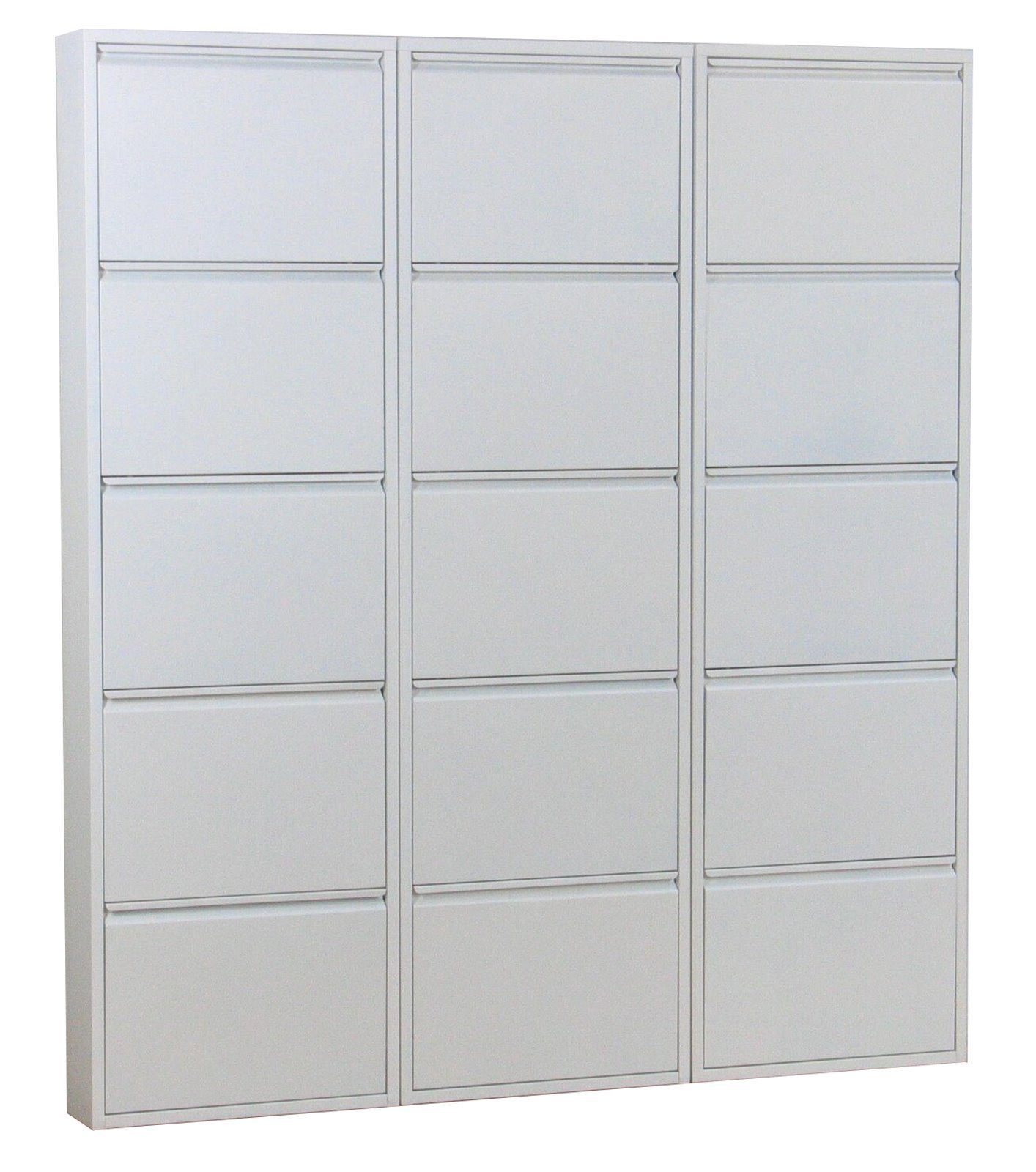 ebuy24 Schuhschrank Pisa Schuhschrank mit 15 Klappen/ Türen in Metall Weiß