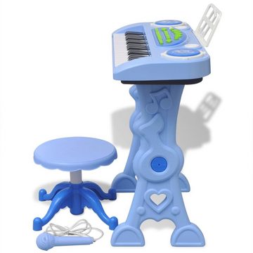 vidaXL Spielzeug-Musikinstrument Kinder Keyboard Spielzeug Piano mit Hocker/Mikrofon 37 Tasten Blau