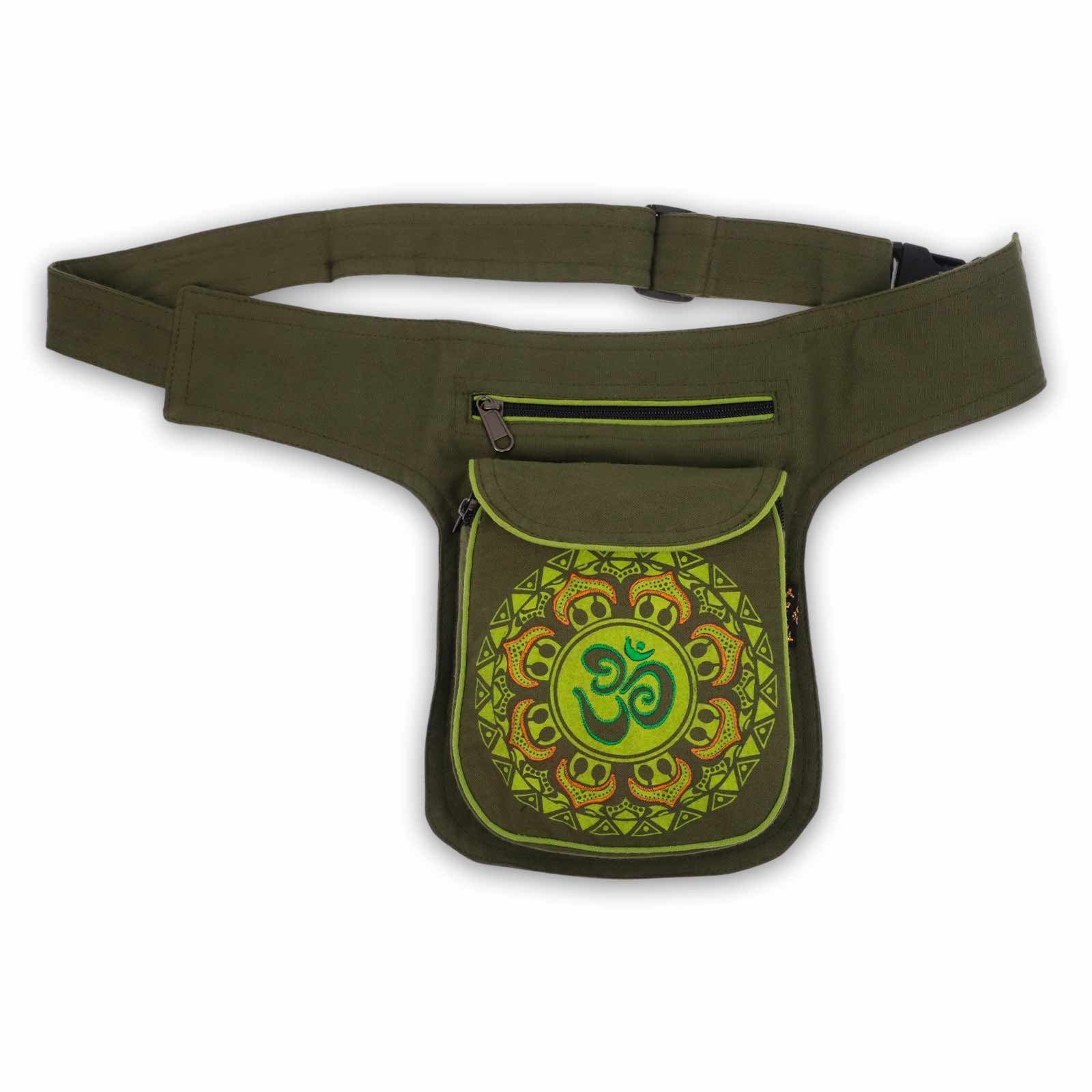 KUNST UND MAGIE Bauchtasche OM Bauchtasche Hüfttasche Mandala Grün Gürteltasche Sidebag Mandala