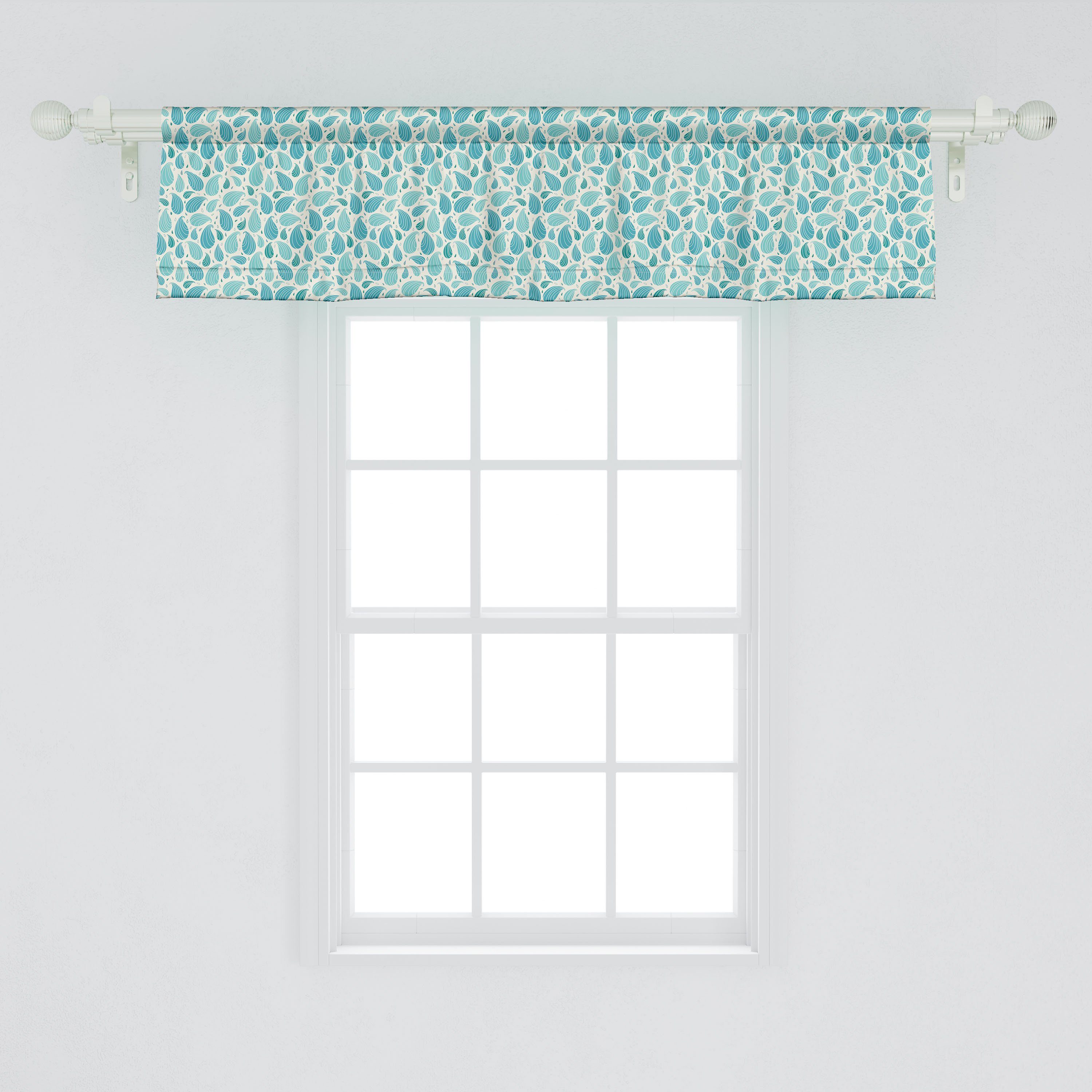 Küche Motive Microfaser, Blau Aquatic Regentropfen Vorhang wie mit Abakuhaus, Volant für Scheibengardine Schlafzimmer Stangentasche, Dekor