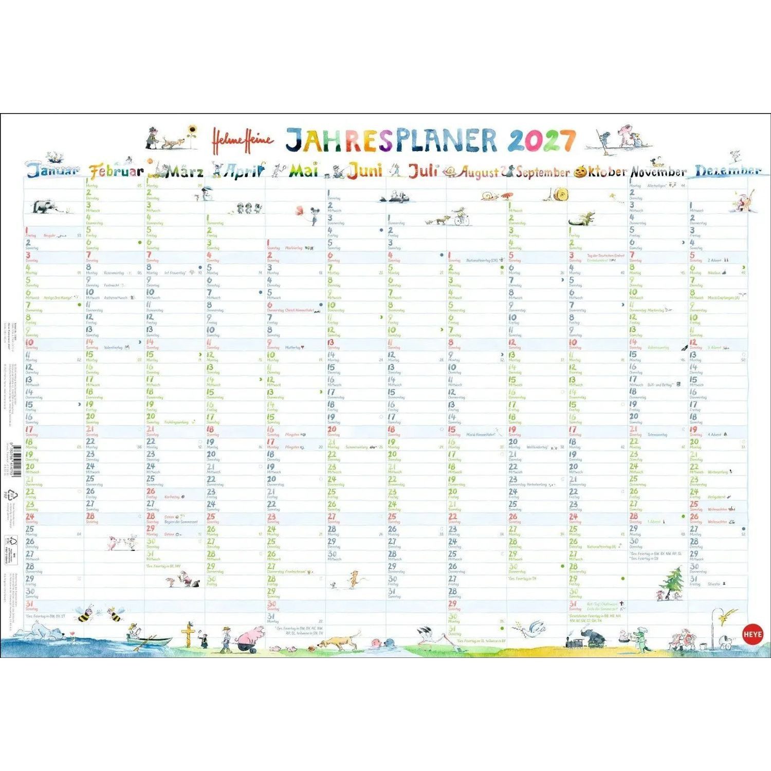 HEYE Wandkalender Helme Heine: Posterplaner 2027