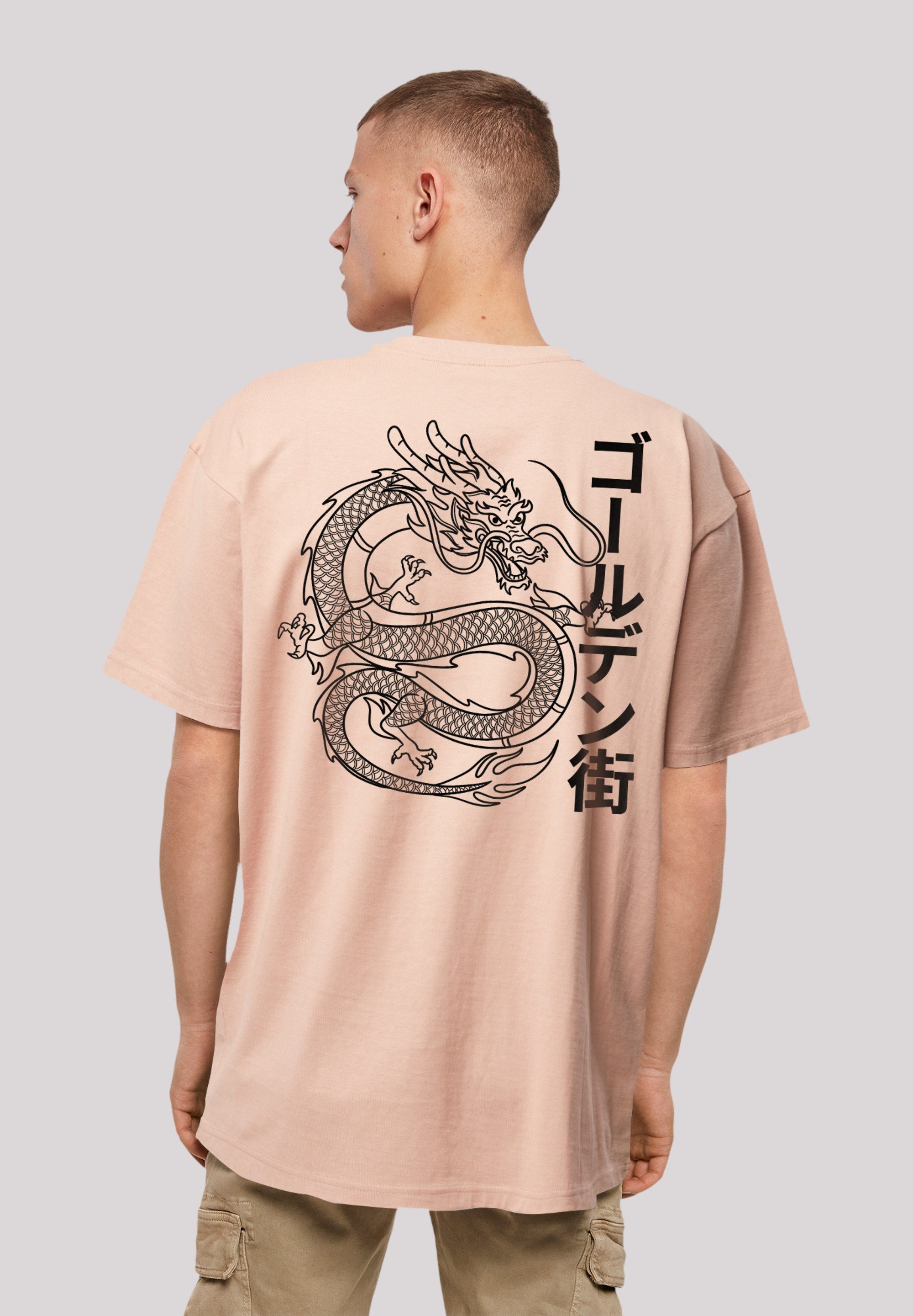 amber F4NT4STIC Golden Print Drache T-Shirt Gai