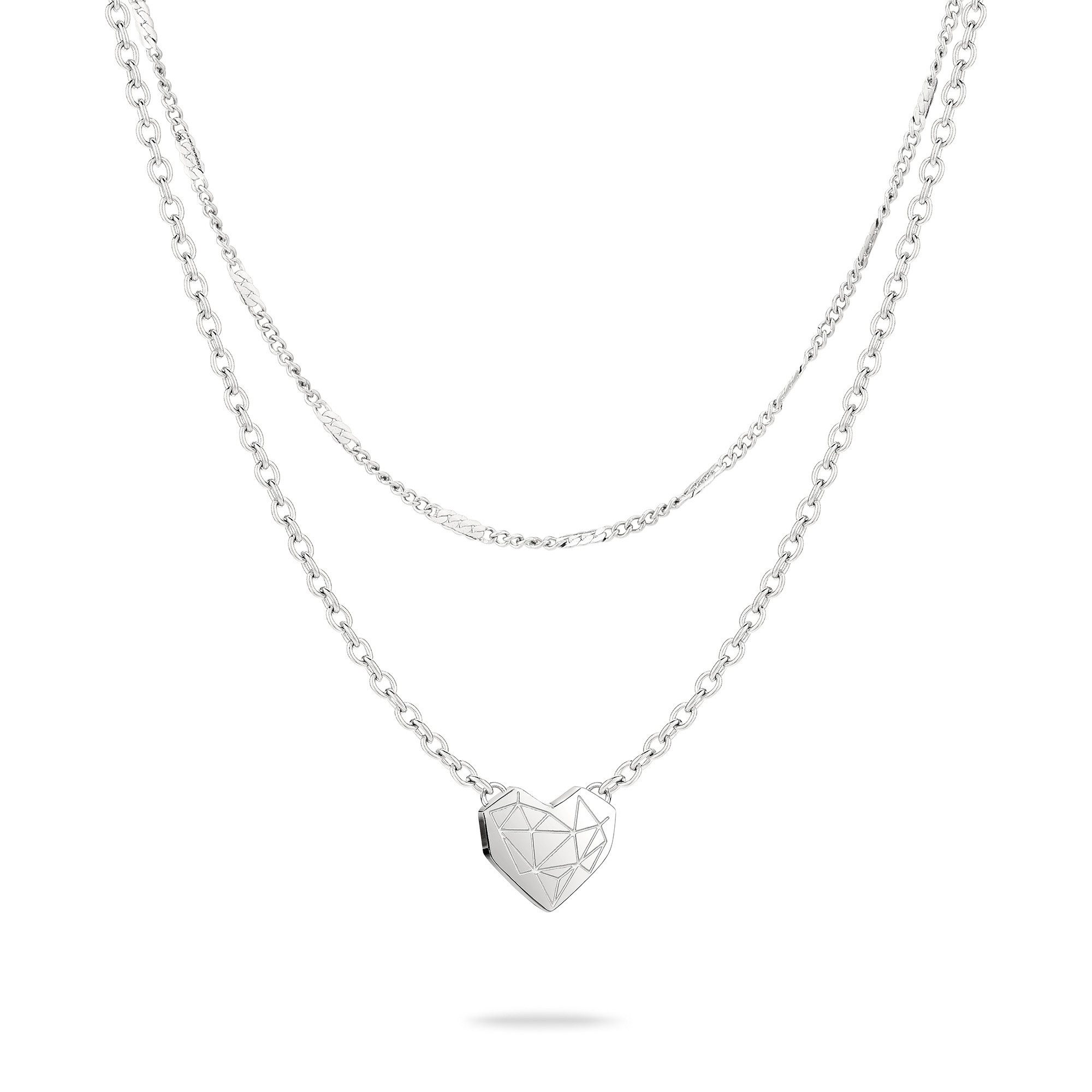 Kette mit Anhänger Broken Heart Layering Edelstahl
