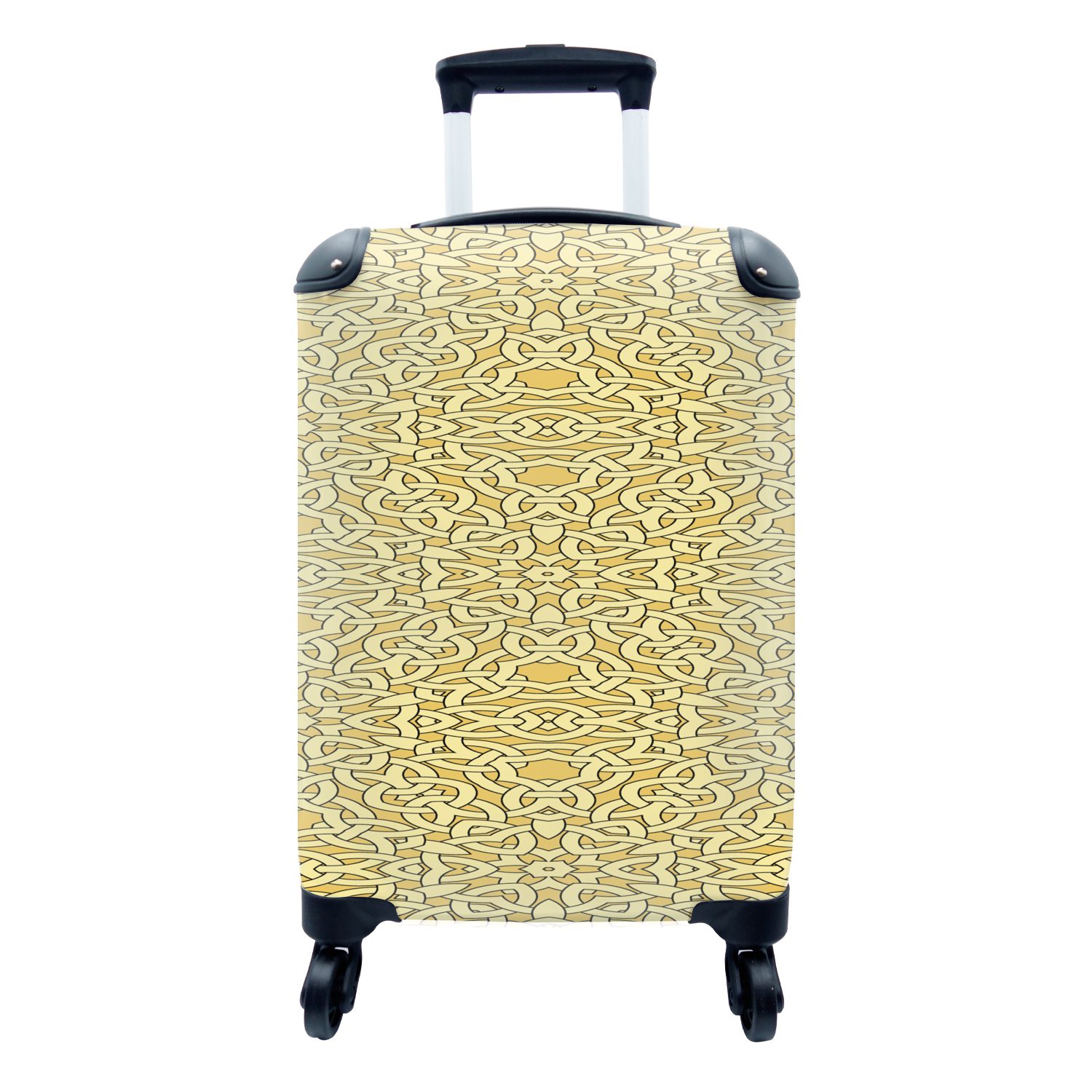 MuchoWow Handgepäckkoffer Antik - Gold - Gotisch - Muster, 4 Rollen, Reisetasche mit rollen, Handgepäck für Ferien, Trolley, Reisekoffer