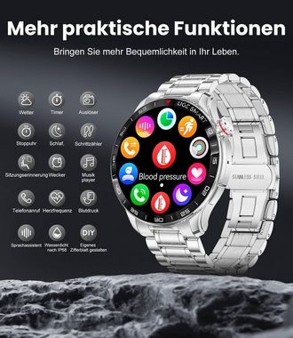 Lige Smartwatch Herren, AMOLED Always on Display Smartwatch (1.43 Zoll, Andriod iOS), mit Telefonfunktion IP67 Wasserdicht Fitnessuhr mitHerzfrequenzmonitor