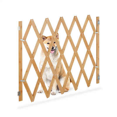 relaxdays Universalschutzgitter Ausziehbares Hundeabsperrgitter Bambus