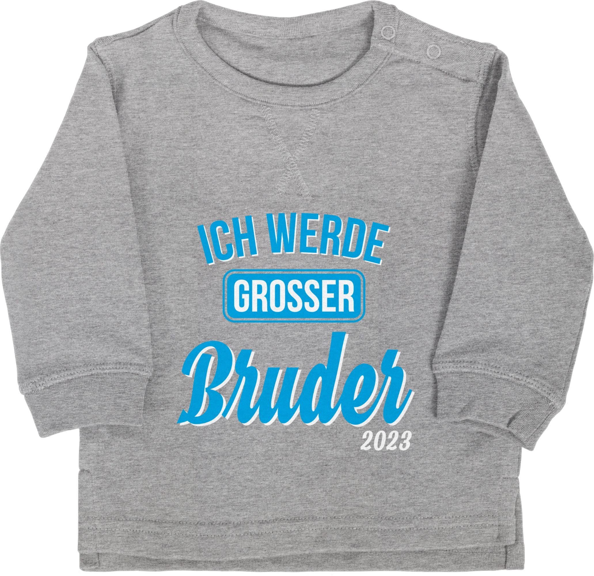 Shirtracer Sweatshirt Ich Grau 2 großer Bruder Bruder werde 2023 meliert Großer