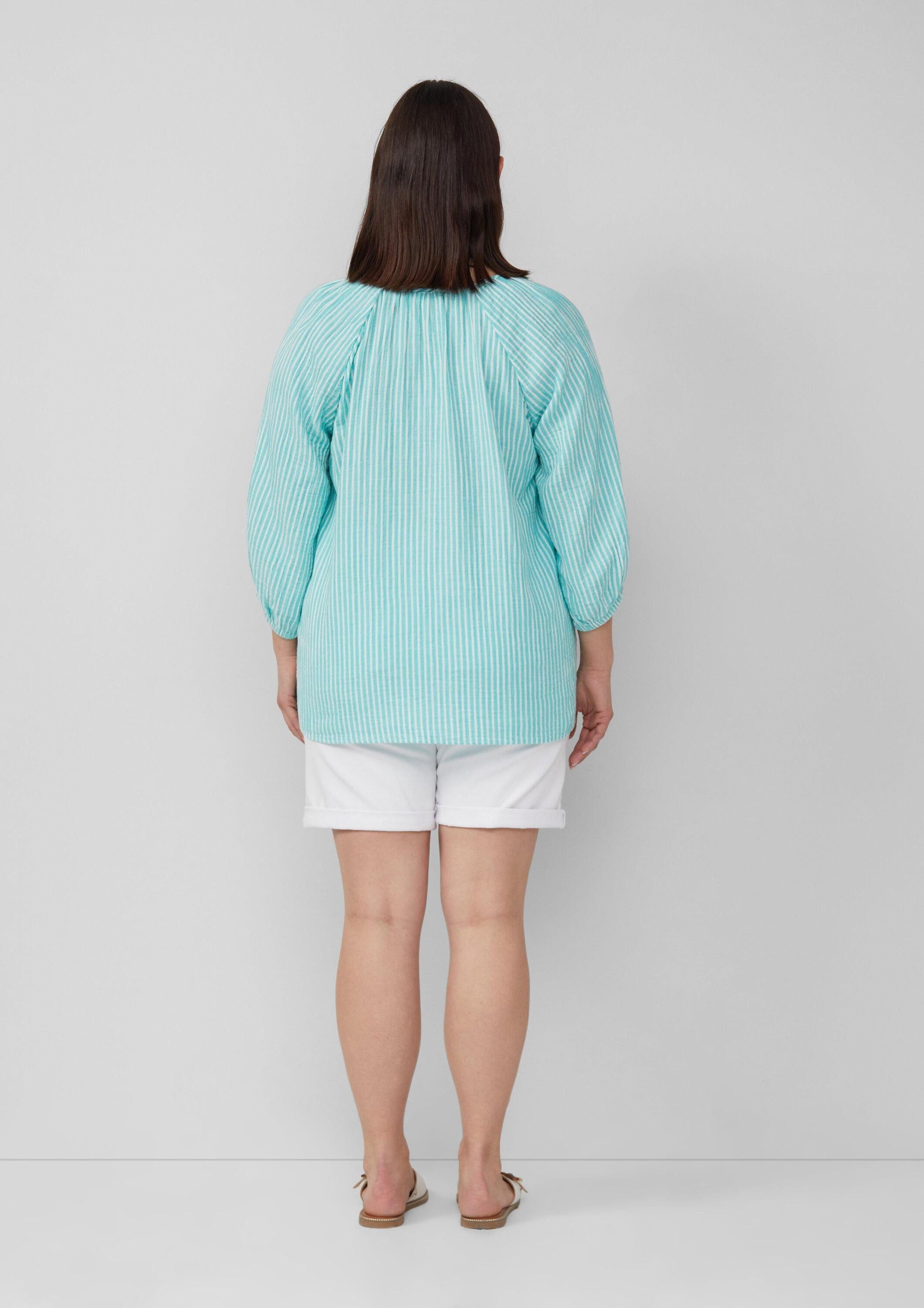 s.Oliver Kurzarmbluse Bluse Musselin-Bluse mit Raglanärmeln und Raffung