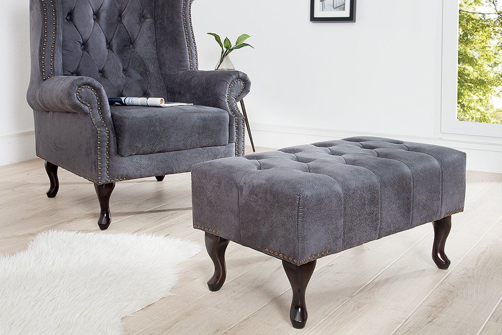 riess-ambiente Fußhocker CHESTERFIELD 80cm antik grau, günstig online kaufen