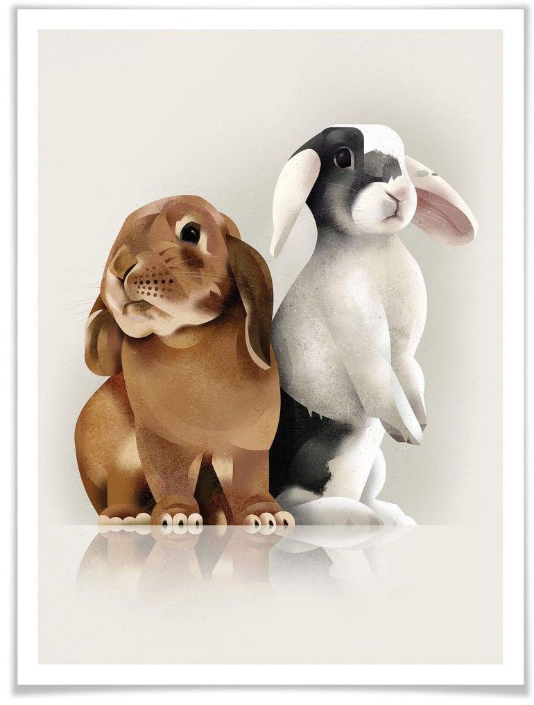 Poster, Wandbild, Poster (1 Love, St), Schriftzug Wandposter Wall-Art Bild, Bunny