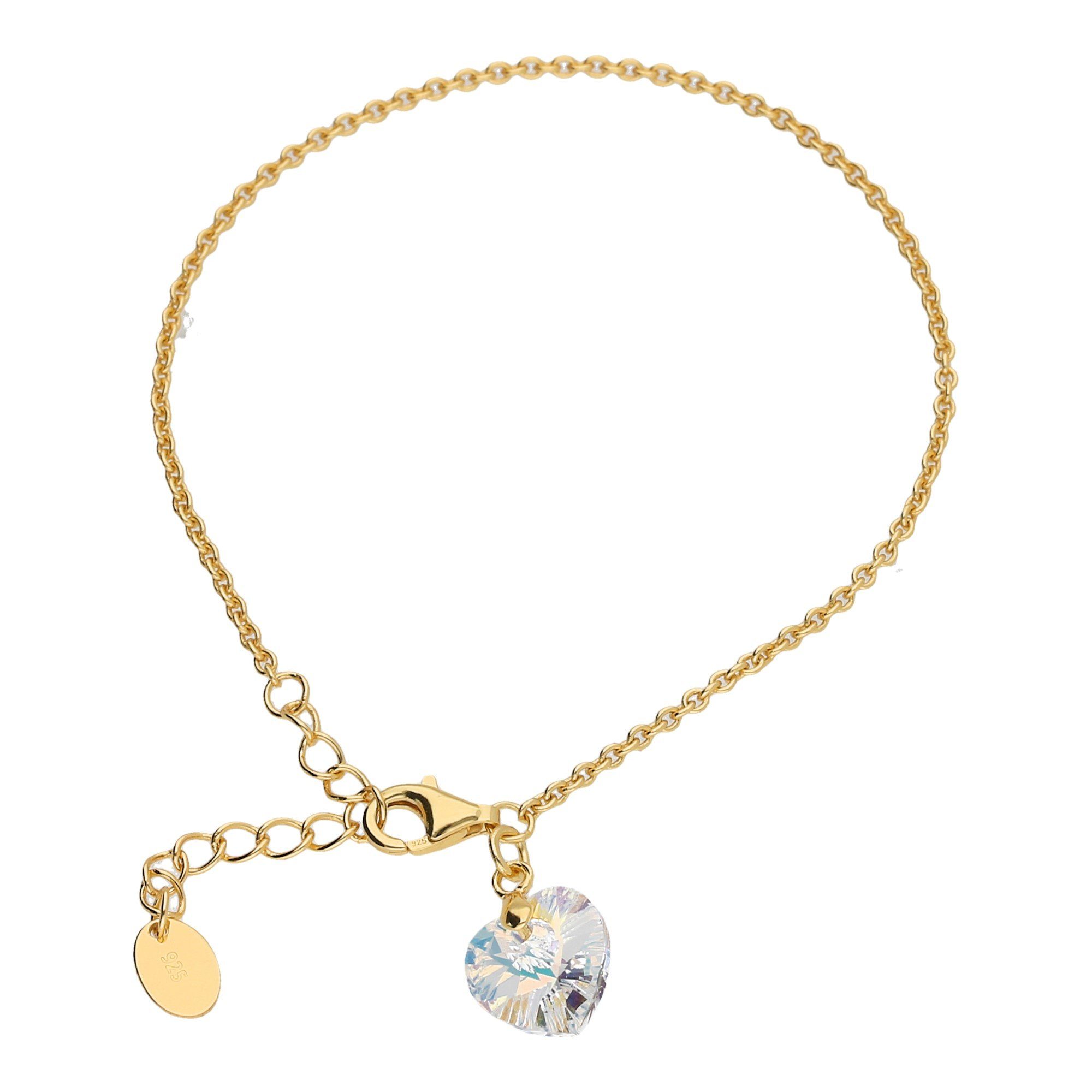 【Aufrichtigkeit】 Smart Jewel Armband mit in Silber Kristallstein Herzform, 925 vergoldet