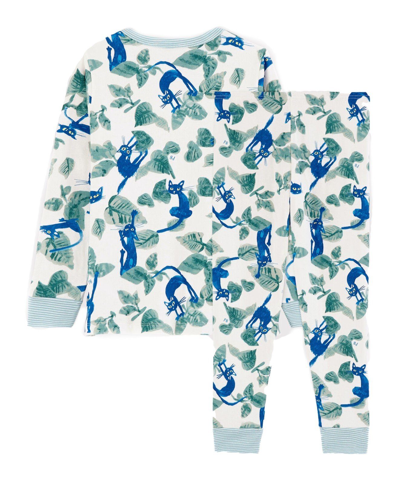Schlafanzug Bateau Katze Pyjama Petit creme grün Petit Bateau blau Milleraies Schlafanzug