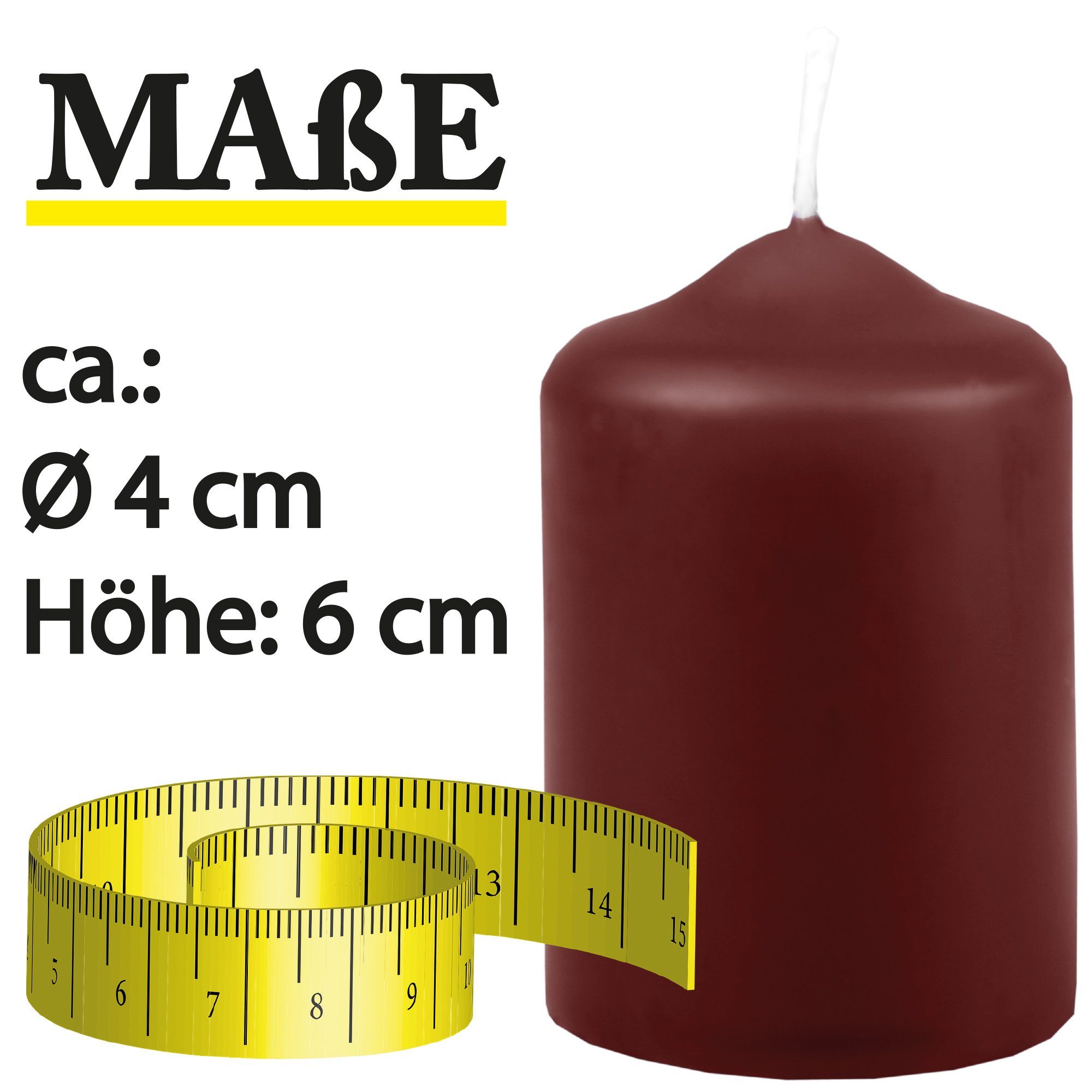 HS Candle Stumpenkerze aus Wachs (6-tlg., Dekolicht), Ø4xH6 cm Teelichtgröße, 7h Brenndauer je Kerze, Wachsmischung