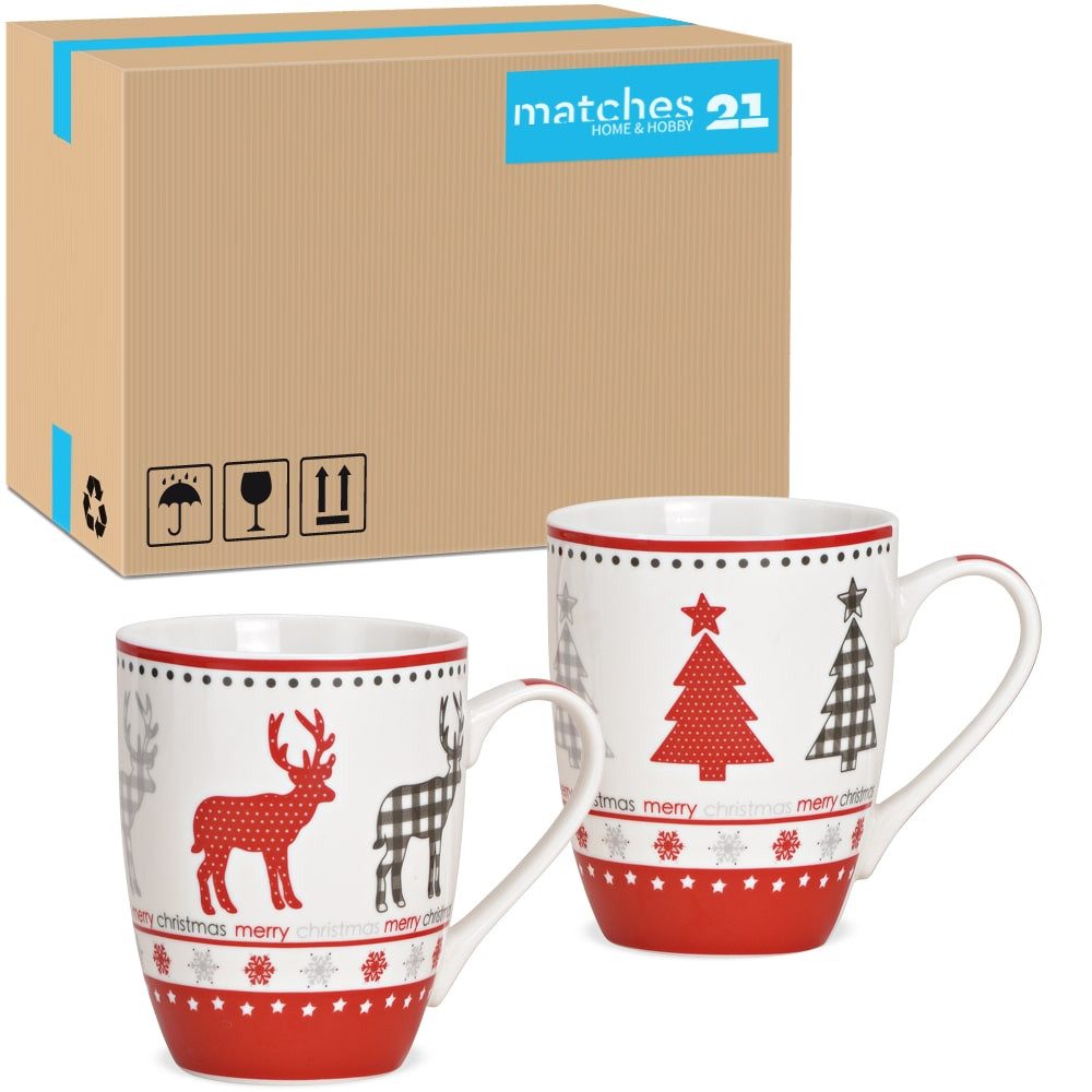 Tasse Weihnachtstassen 36er Set Skandi Motive mit Spruch Merry Christmas