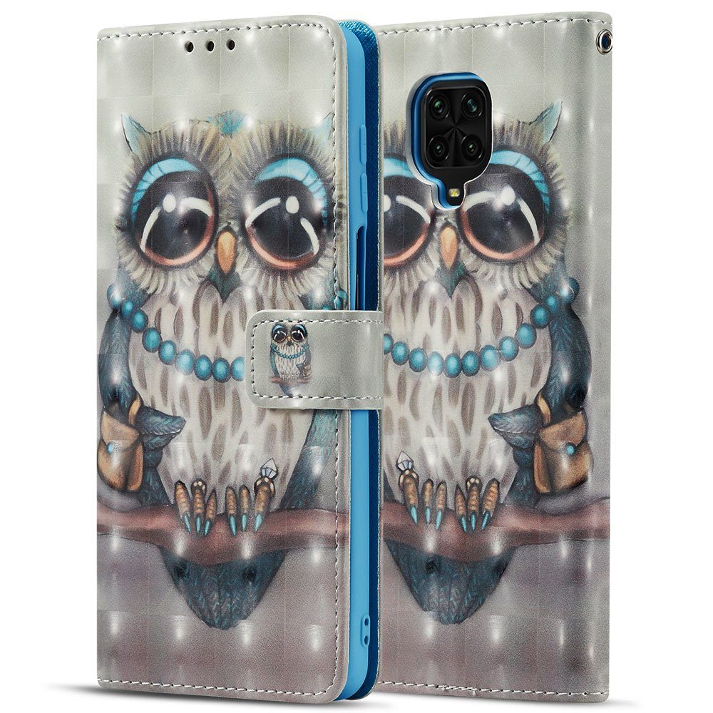 FITSU Handyhülle Handytasche für Xiaomi Redmi Note 9 Pro Hülle Eulen Motiv 6,67 Zoll, Case für Xiaomi Redmi Note 9 Pro Hülle, Handytasche mit Kartenfach