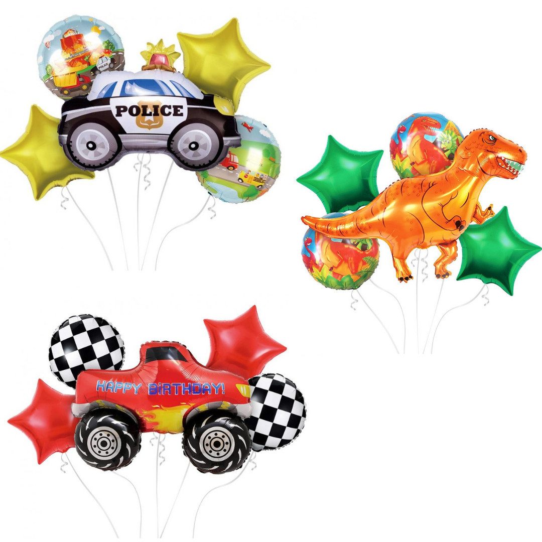 Godan Aufblasbares Partyzubehör XXL Deko-Set Dinosaurier 5 tlg. für die Dino-Party zum Aufblasen