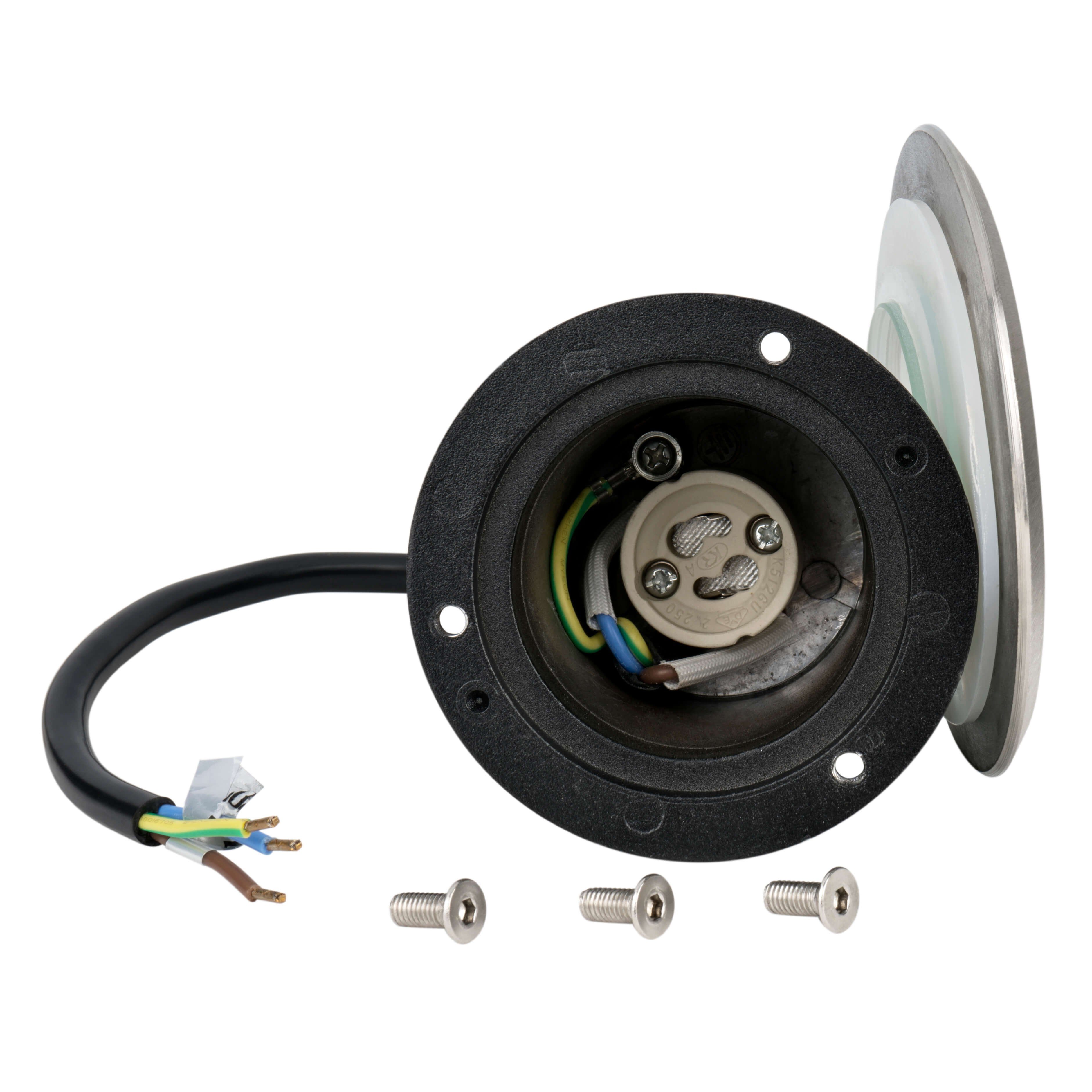 GTV LED Gartenleuchte LED Einbau Bodenleuchte Bodenspot Bodenstrahler Edelstahl Rund mit, Bodenleuchte Edelstahl 2000KG belastbar IP67 230 Volt mit GU10