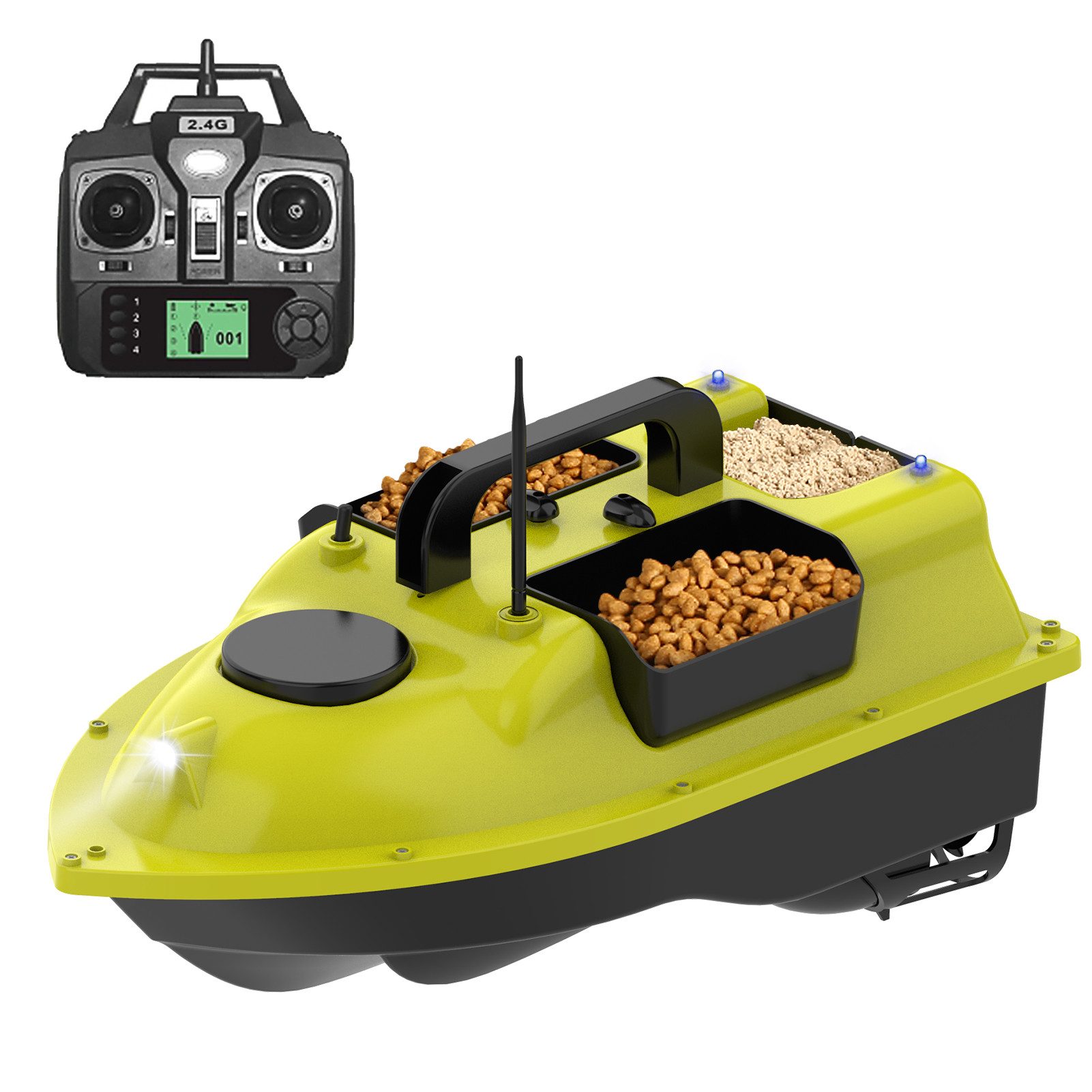 GARRYFIZH RC-Boot D18B RC-Boot Futterboot Angeln Futterboot mit GPS, 400–500 m,Funksteuerung und Geschwindigkeitsregelanlage