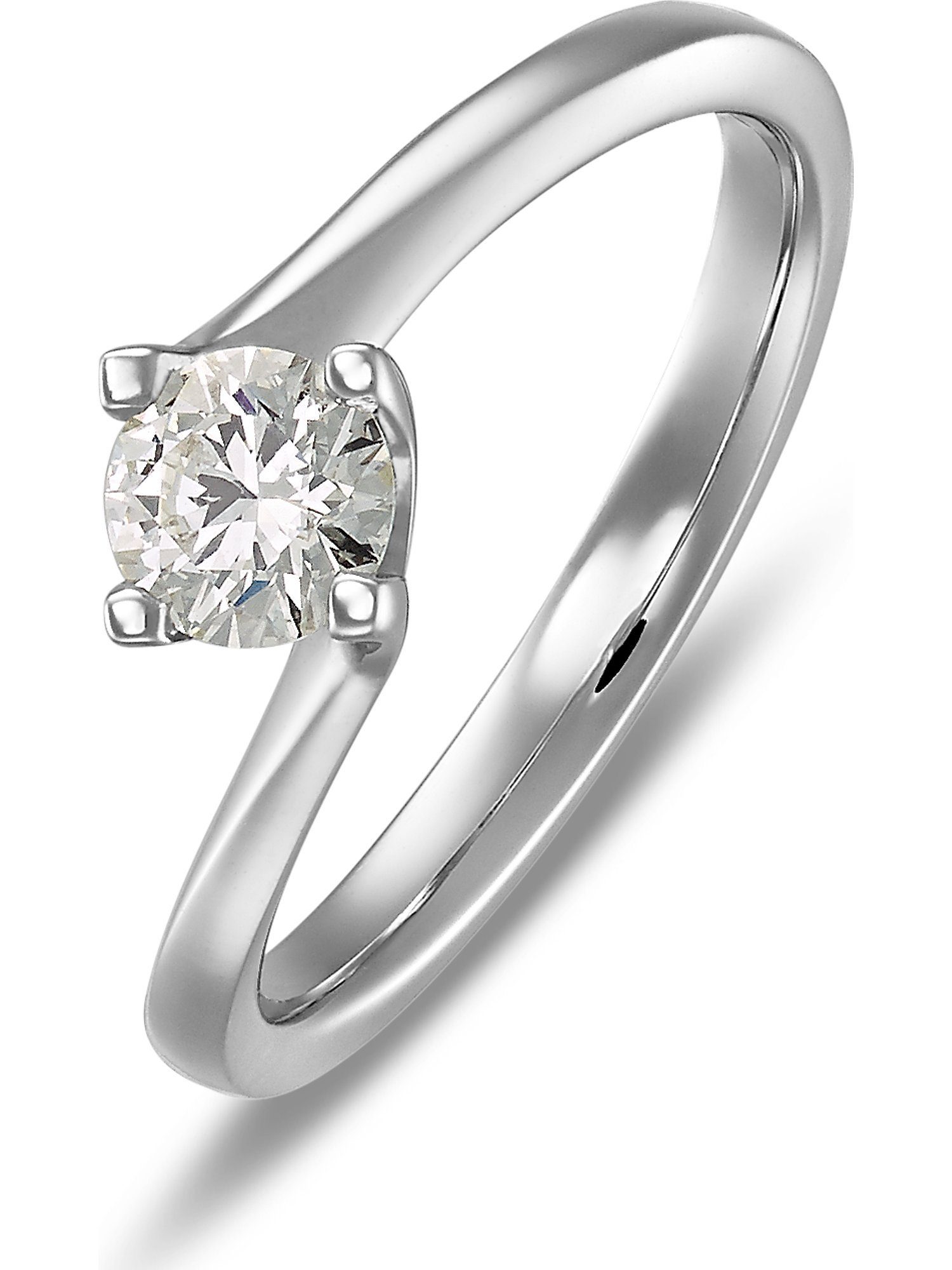 Weißgold Diamant 585er CHRIST Diamantring Damen-Damenring 1 CHRIST Diamant, mit