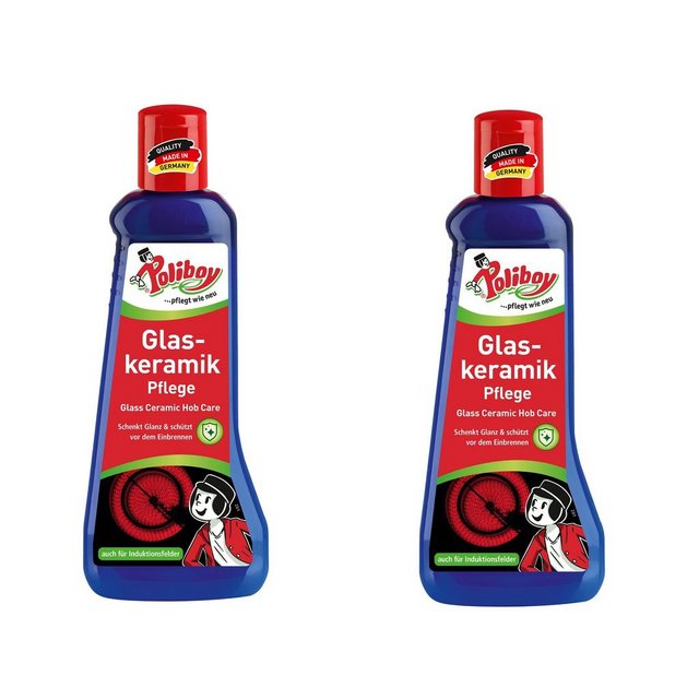 poliboy Glaskeramik Pflege – 2×200 ml – Glaskeramikreiniger (Reinigung und Pflege für Glaskeramik-Kochfelder – Made in Germany)