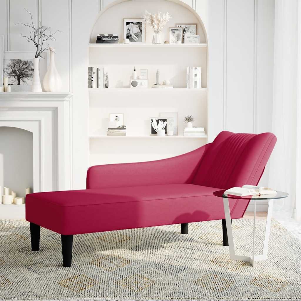 vidaXL Chaiselongue Chaiselongue mit Rechter Armlehne Weinrot Samt, 1 Teile