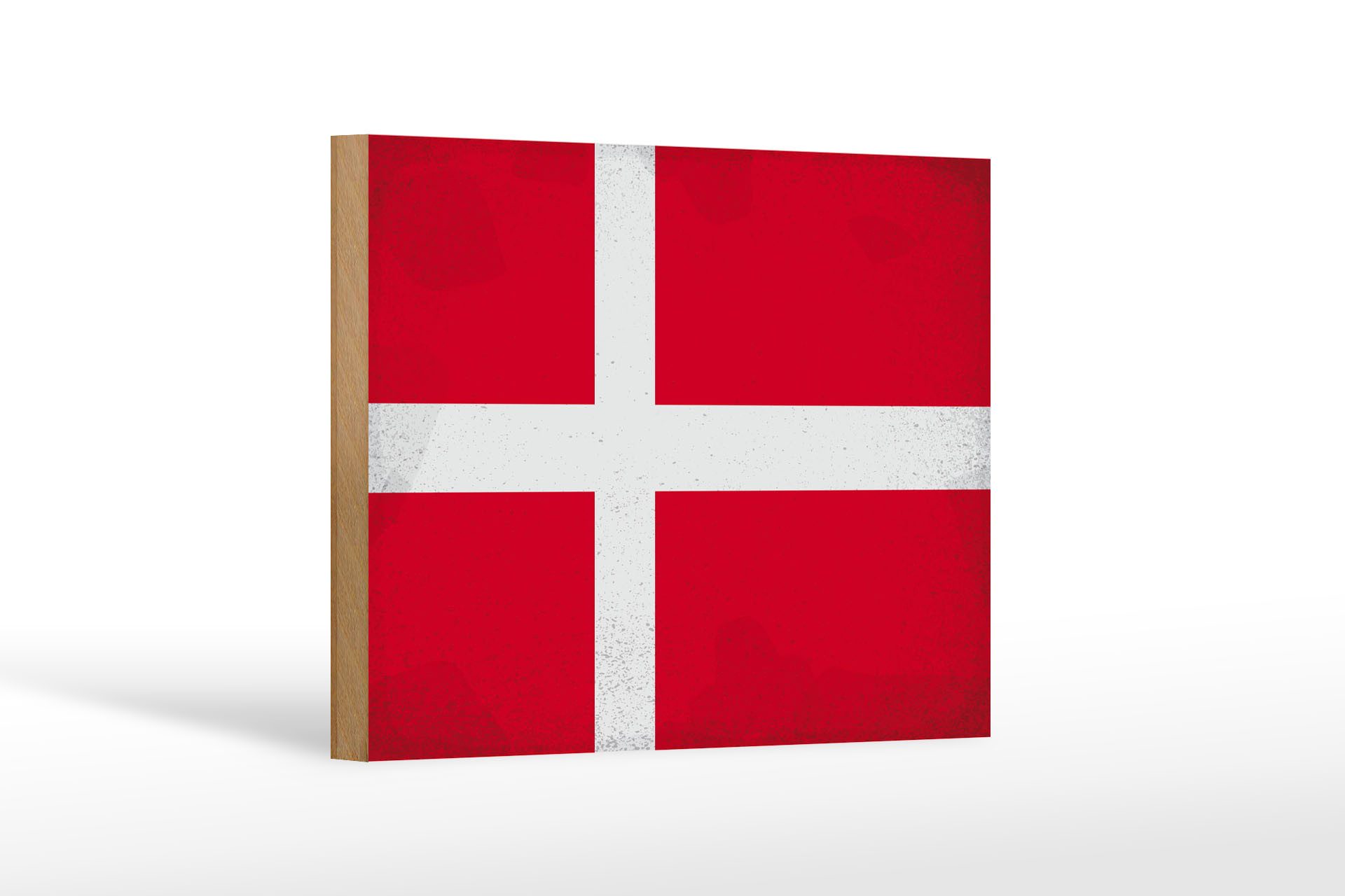 Femer GmbH Holzbild Flagge Dänemark 18x12cm Flag of Denmark Vintage, Flaggen (1 St), Glatte Holzfaserplatte (MDF), vorn beschichtet