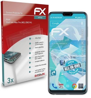 atFoliX Schutzfolie für Asus ZenFone Max Pro (M2) ZB631KL, (3 Folien), Ultraklar und flexibel
