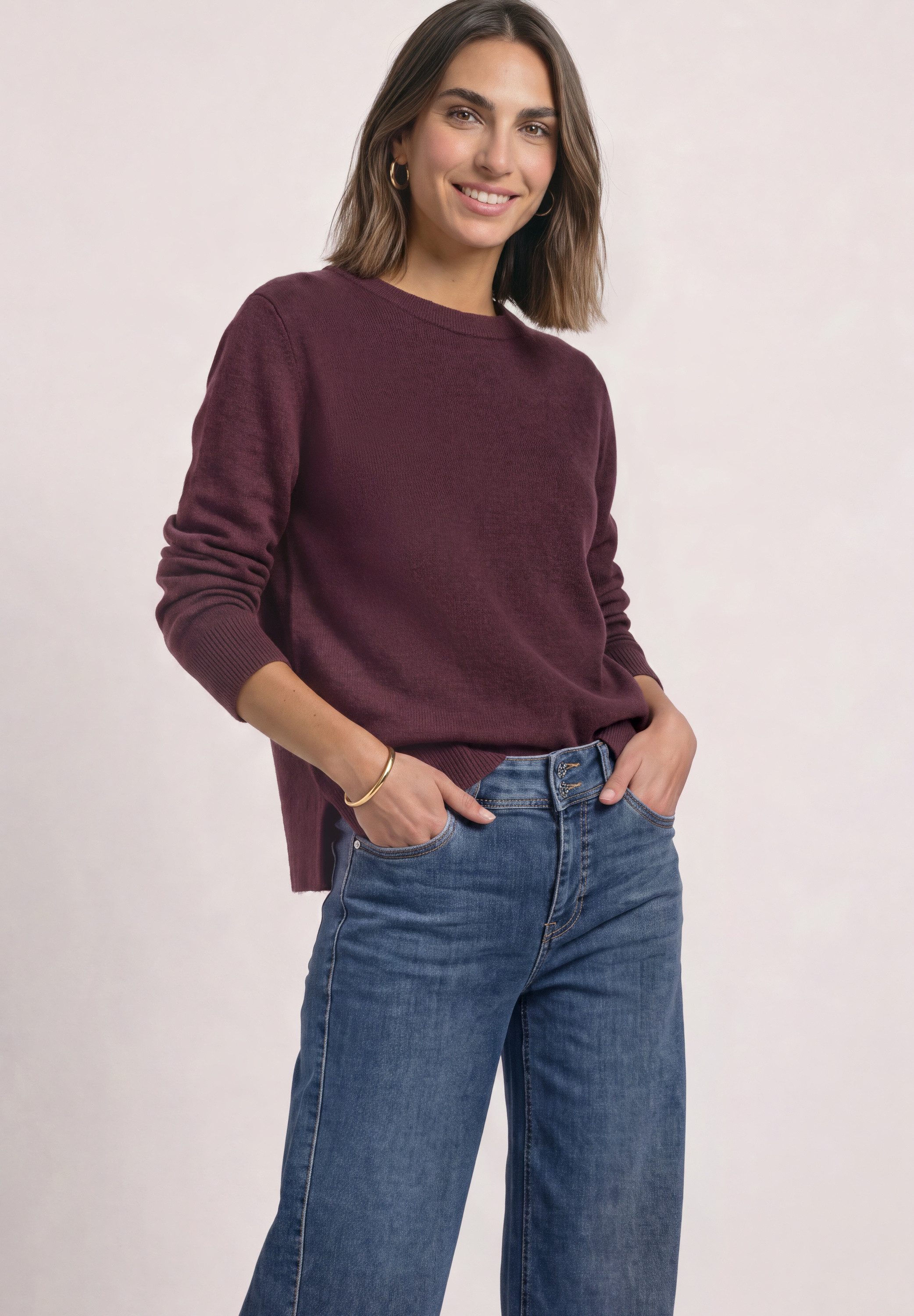 STREET ONE Strickpullover mit Boat Neck / U-Boot-Ausschnitt