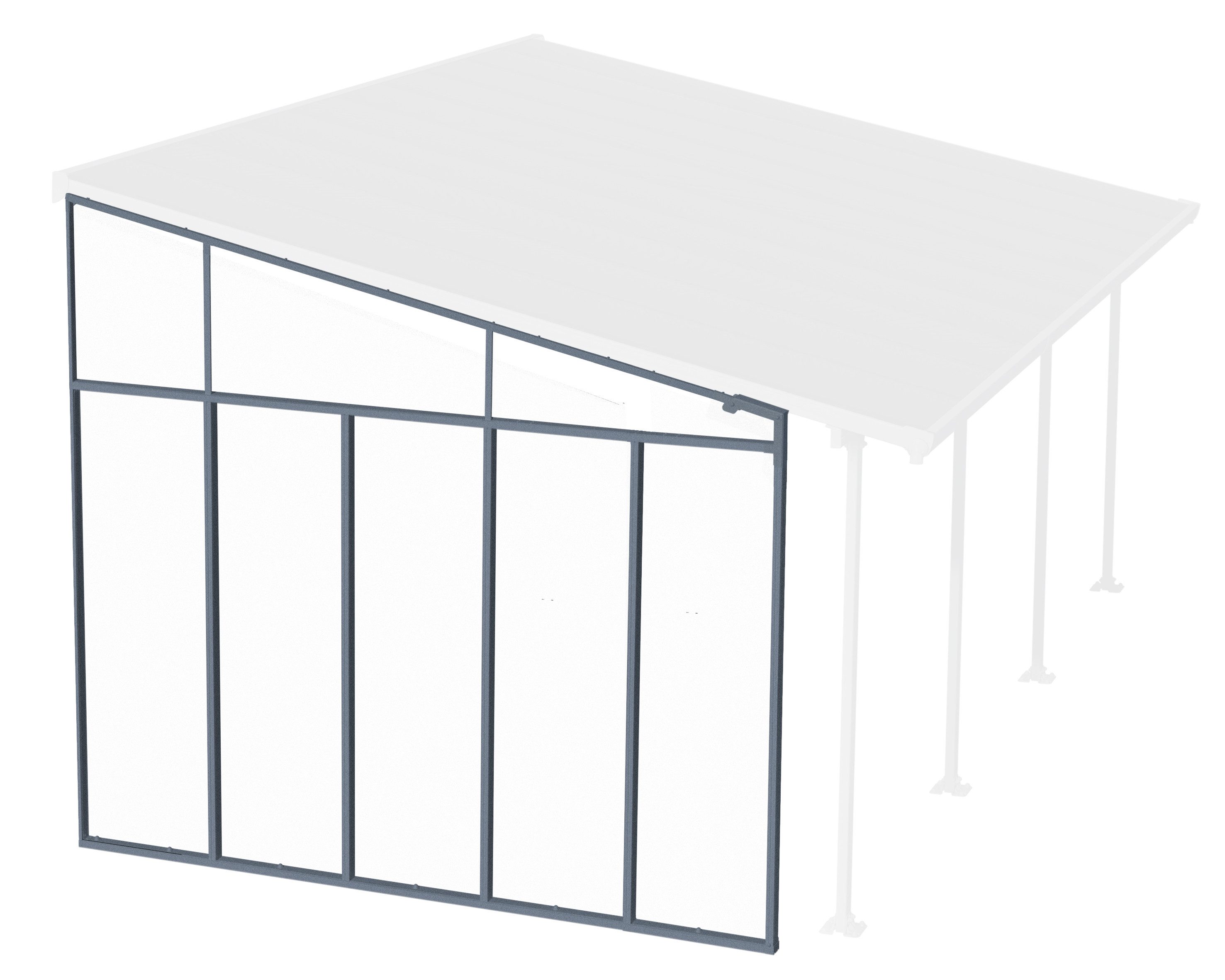 Palram - Canopia Terrassendach-Seitenwand, Alu Anthrazit Paneel Klar, BxH: 319x260/305 cm