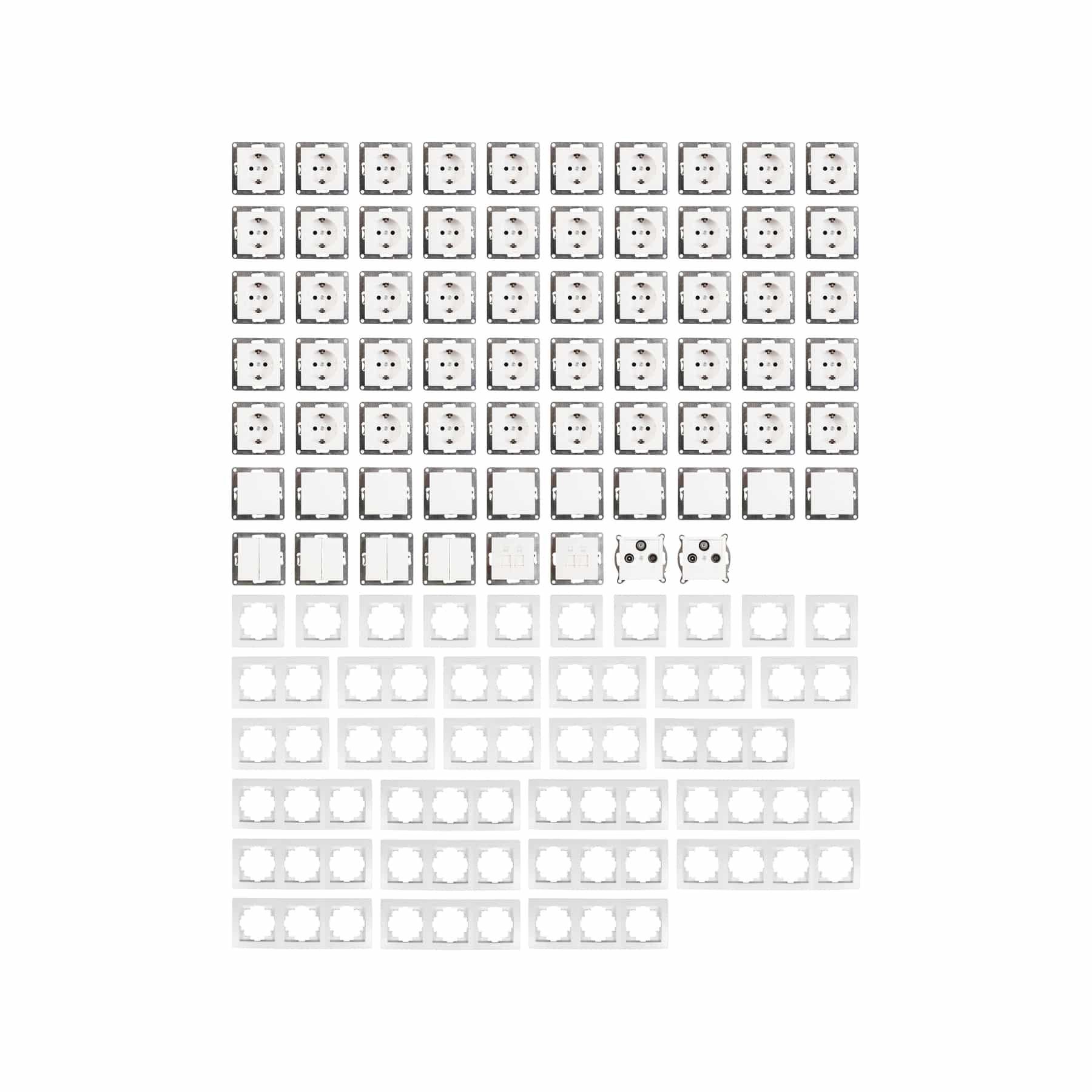 McPower Schalter MCPOWER Schalter und Steckdosen Set Flair, Megaset, 100-teilig, weiß