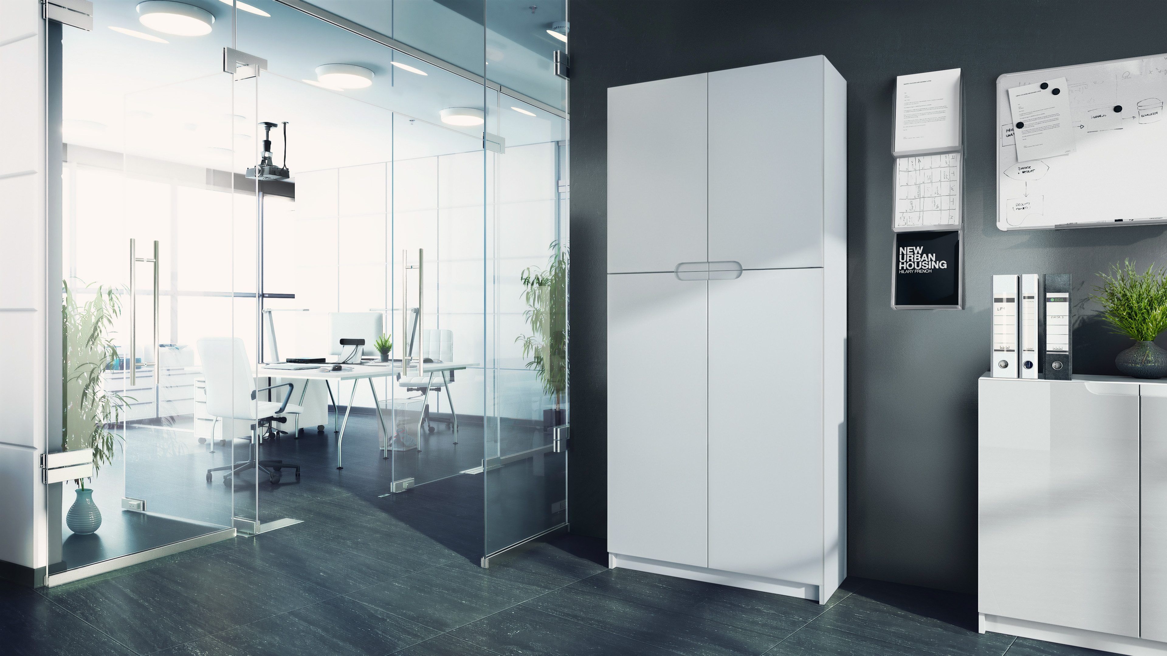 Vladon Aktenschrank Logan (Aktenschrank, mit 5 Fächern und 4 Türen) Weiß ma günstig online kaufen