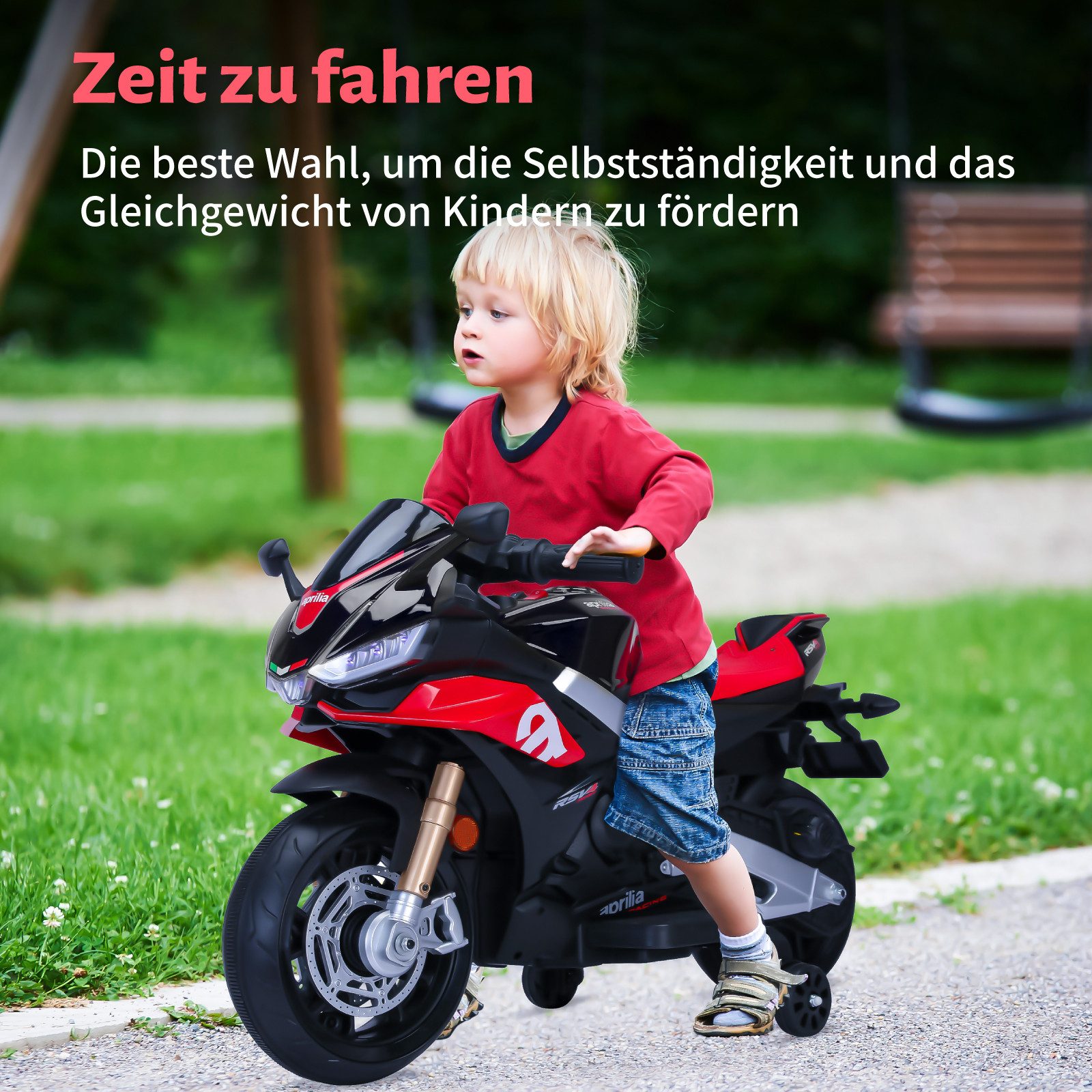 CARPAT SPORT Elektro-Kindermotorrad 12V Kinder-Elektromotorrad bis 3–8 km/h, 45 kg Tragfähigkeit, LED, MP3, USB, 8km Reichweite, 45kg Tragfähigkeit 3–8 Jahre