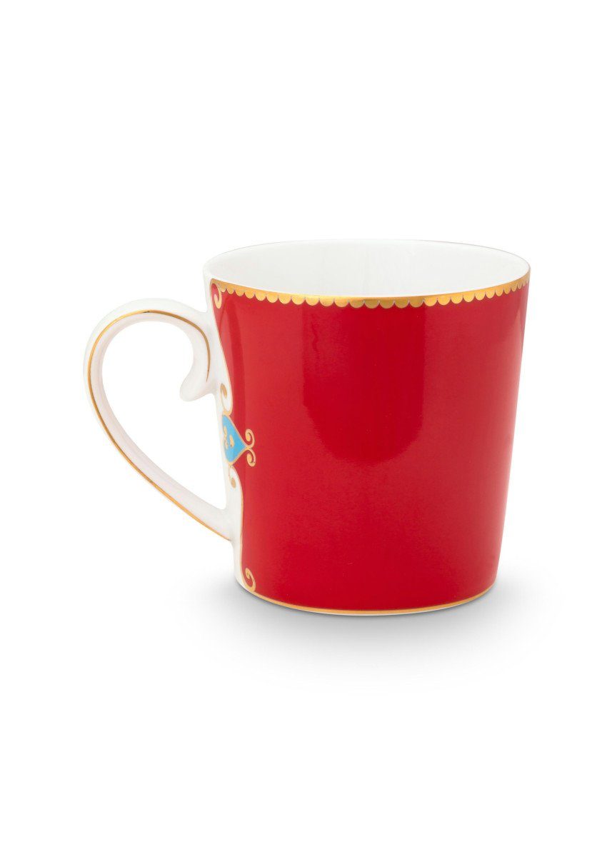 PiP Studio Becher Love Birds Medaillon Henkelbecher rot 250ml, Porzellan, Mug Large Love Birds Medallion Red 250ml