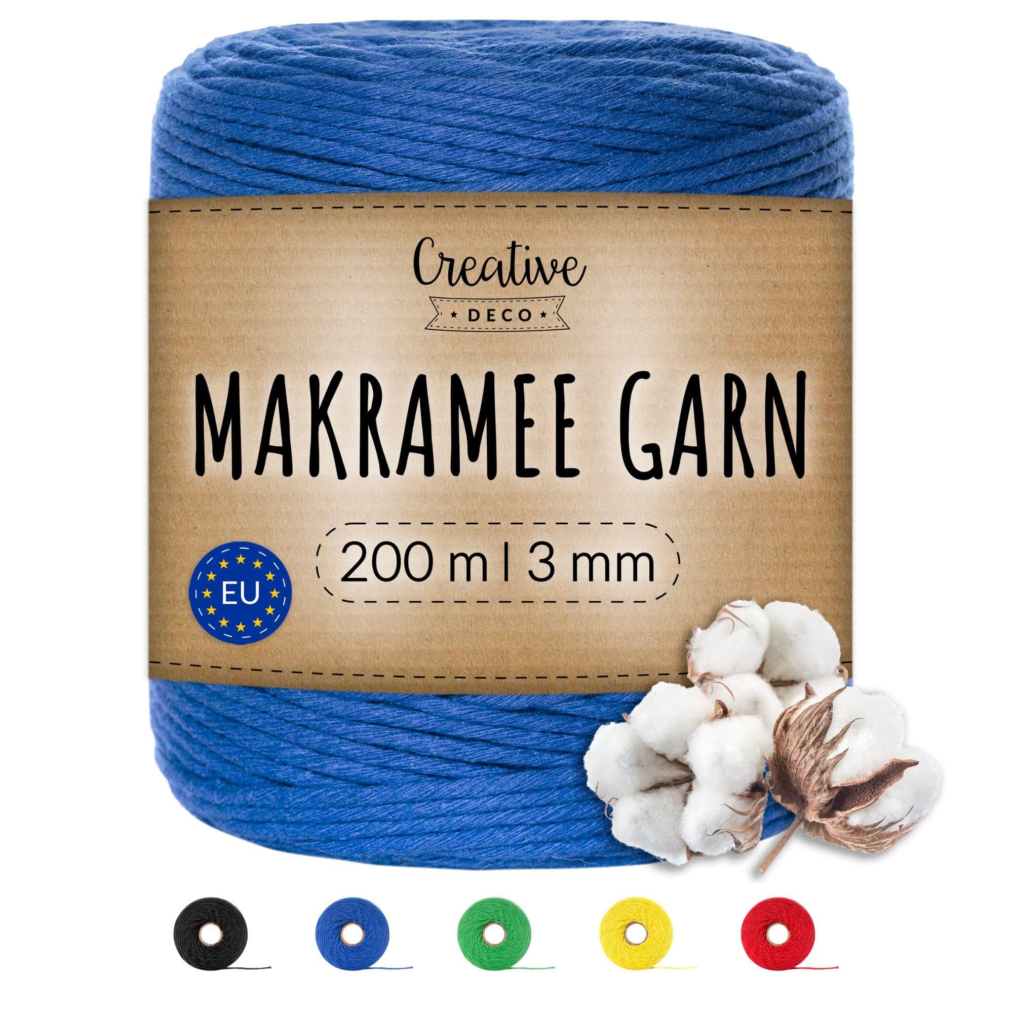 Creative Deco Makramee Garn 3 mm 200m Baumwollkordel Bastelgarn
