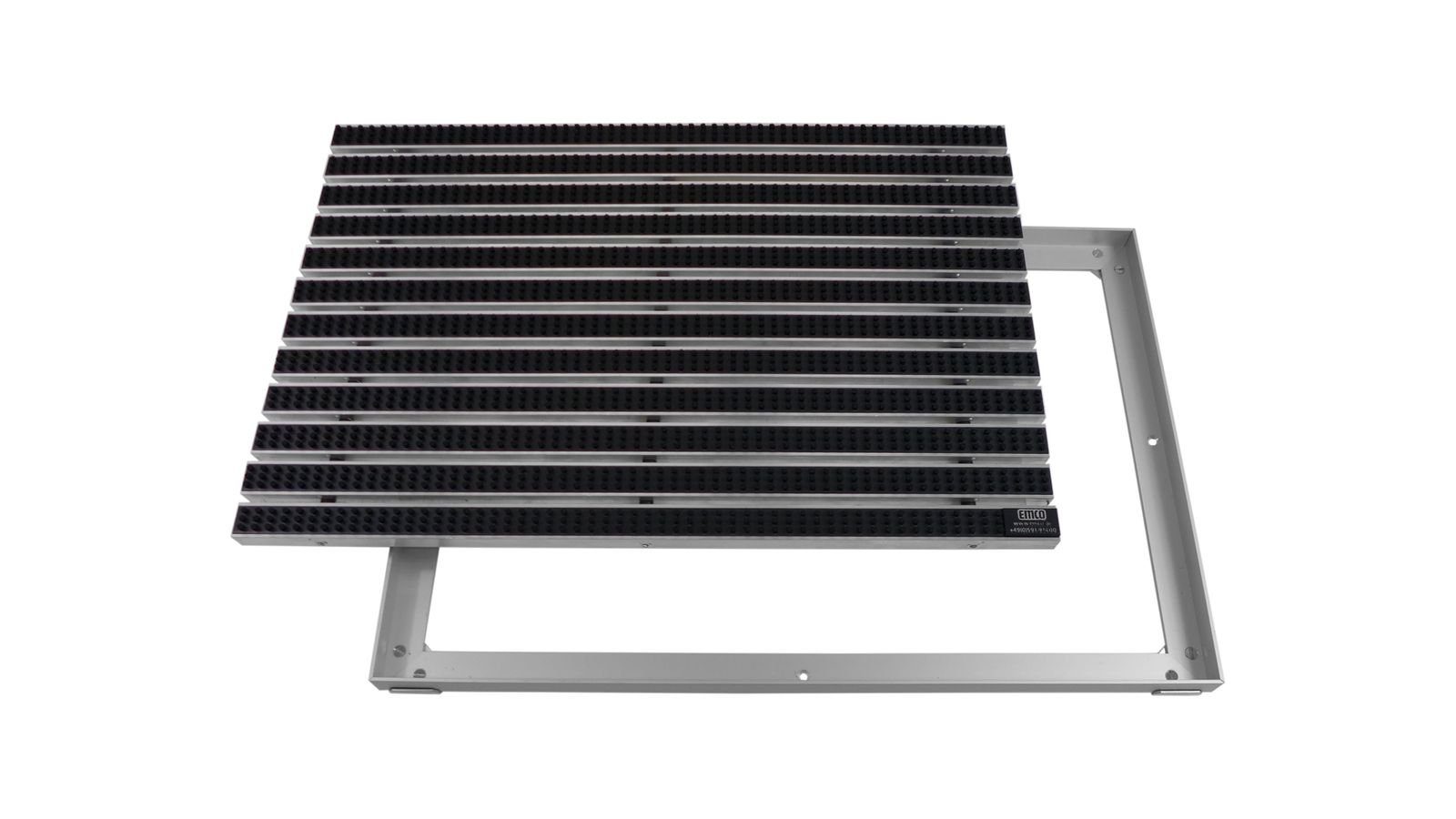 Emco Fußmatte Eingangsmatte DIPLOMAT + Rahmen Aluminium, Bürsten Schwarz, rechteckig, Höhe: 25 mm, Größe: 750x500 mm, für Innen- und Außenbereich