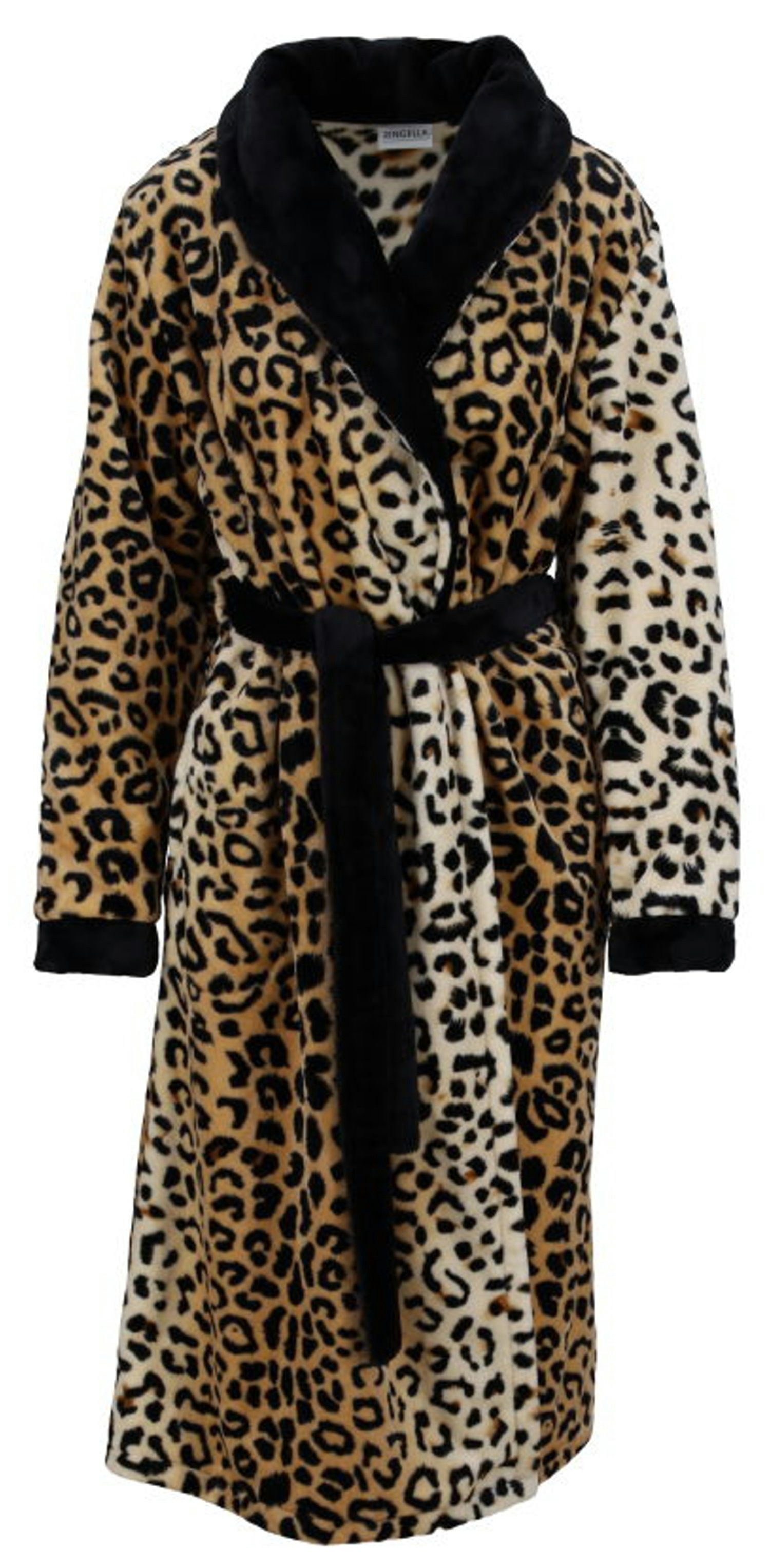 Ringella Damenbademantel Kuscheliger Damen Morgenmantel Animal, Polyester, Schalkragen, Gürtel, Modisches Design