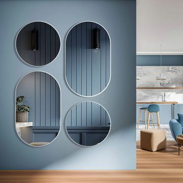 HOKO Dekospiegel Rund 60cm/80cm Design Modern Wandspiegel (skandinavischen Design Badezimmerspiegel, Flurspiegel, Kosmetikspiegel, Schminkspiegel. 4mm Glass. mit Aluminium-Wandhalterung und Rahmen)