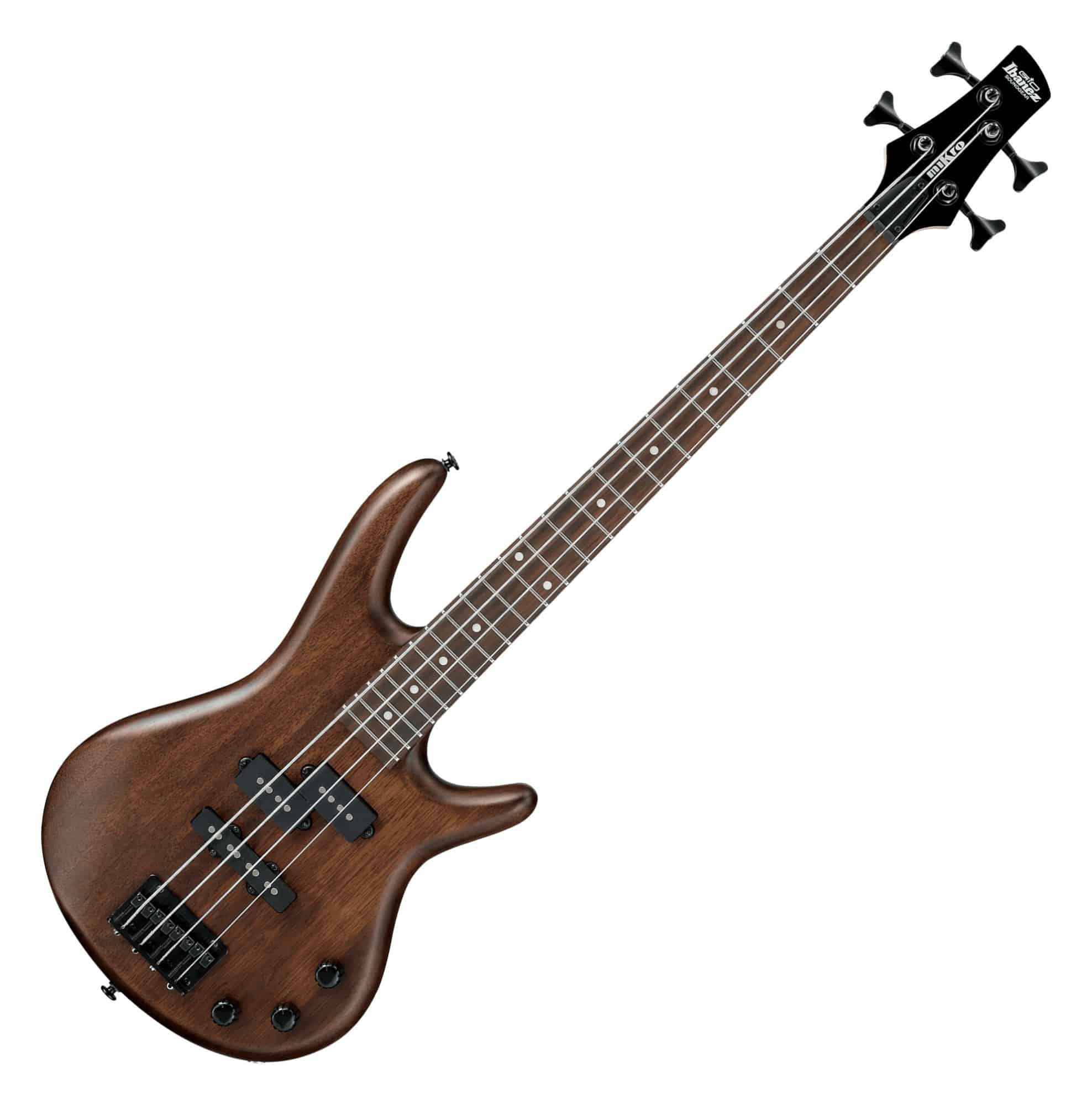 Ibanez E-Bass GSRM20B-WNF Walnut Flat - Shortscale-Bass mit schwarzer Hardware, Gio miKro Serie