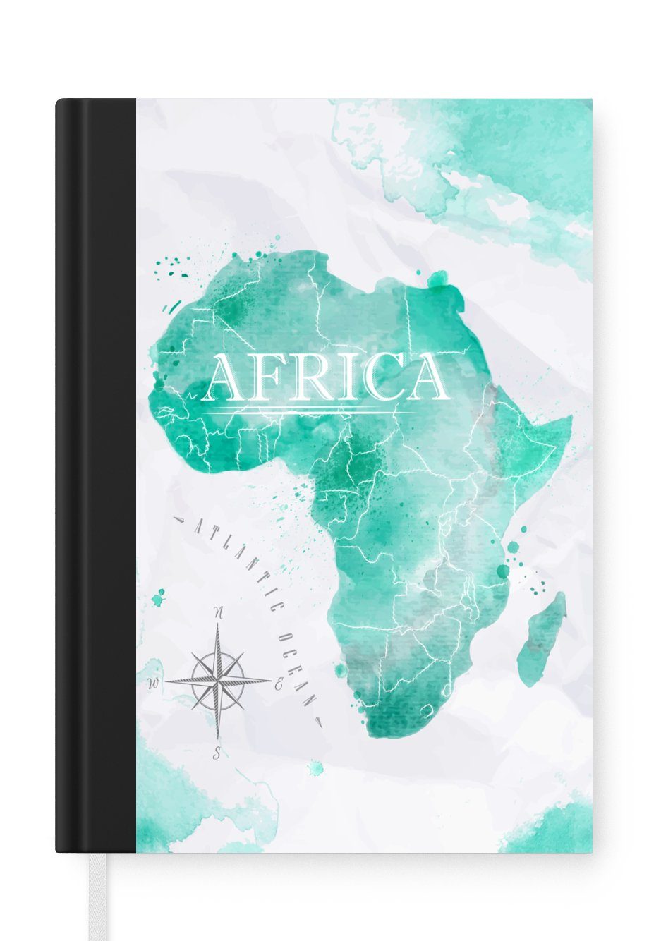 MuchoWow Notizbuch Weltkarte - Farben - Afrika, Journal, Merkzettel, Tagebuch, Notizheft, A5, 98 Seiten, Haushaltsbuch