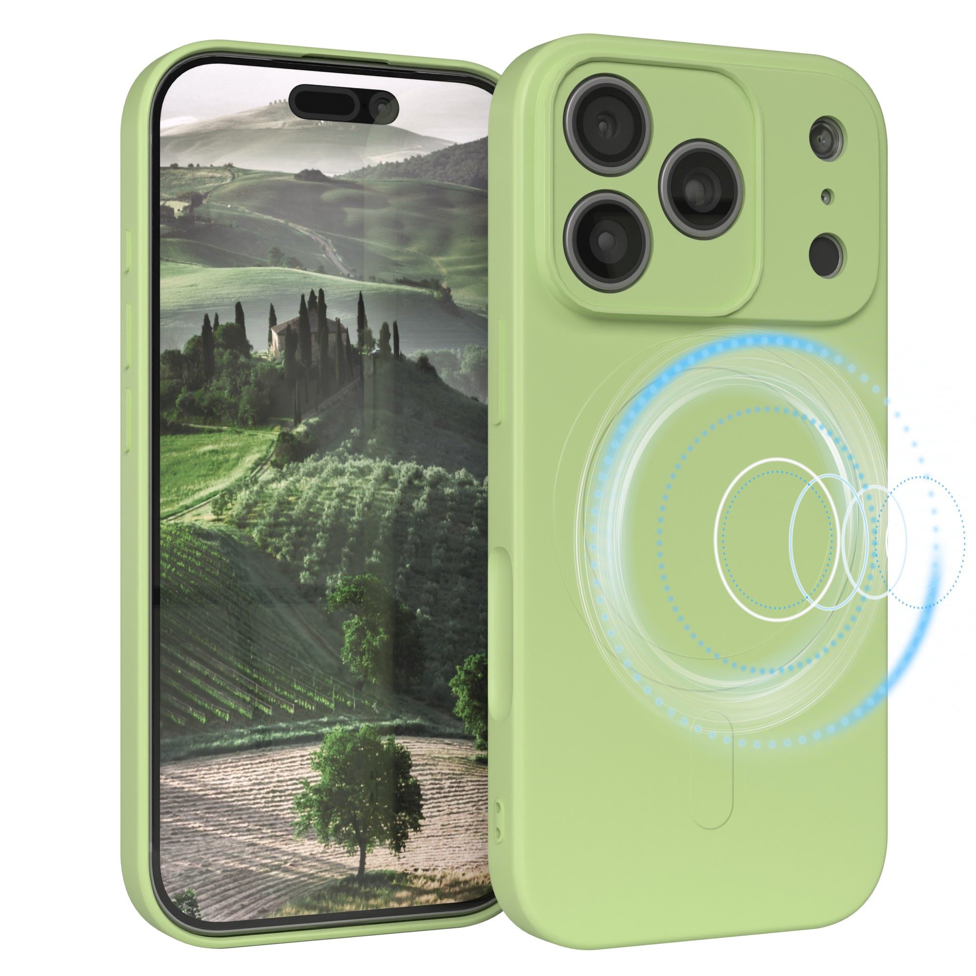 EAZY CASE Handyhülle für Apple iPhone 17 Pro Hülle Silikon 6,3 Zoll, Schutzhülle MagSafe kompatibel Anti-Slip Oberfläche kratzfest Grün
