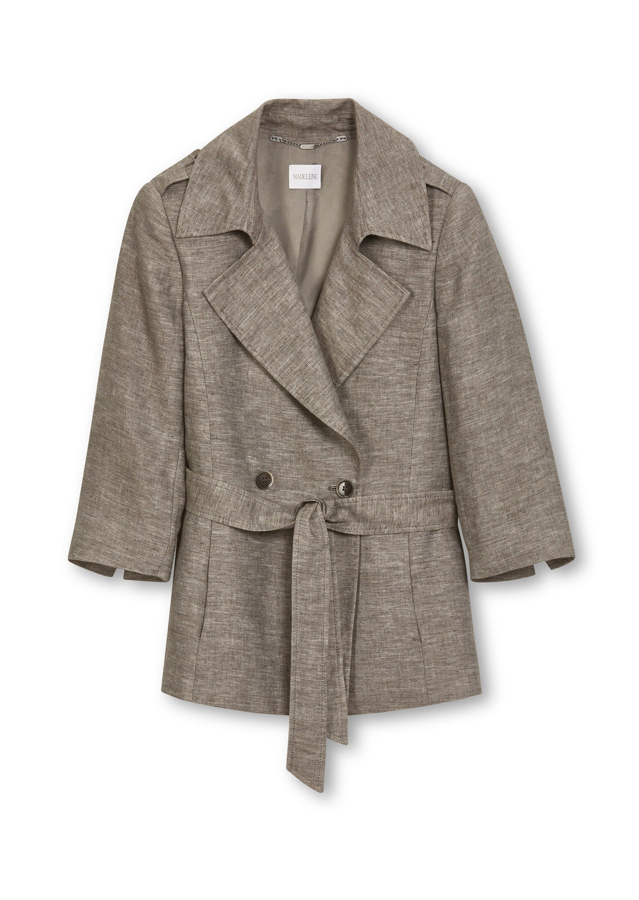 MADELEINE Kurzjacke Leinenjacke mit Bindegürtel und 3/4-Ärmeln