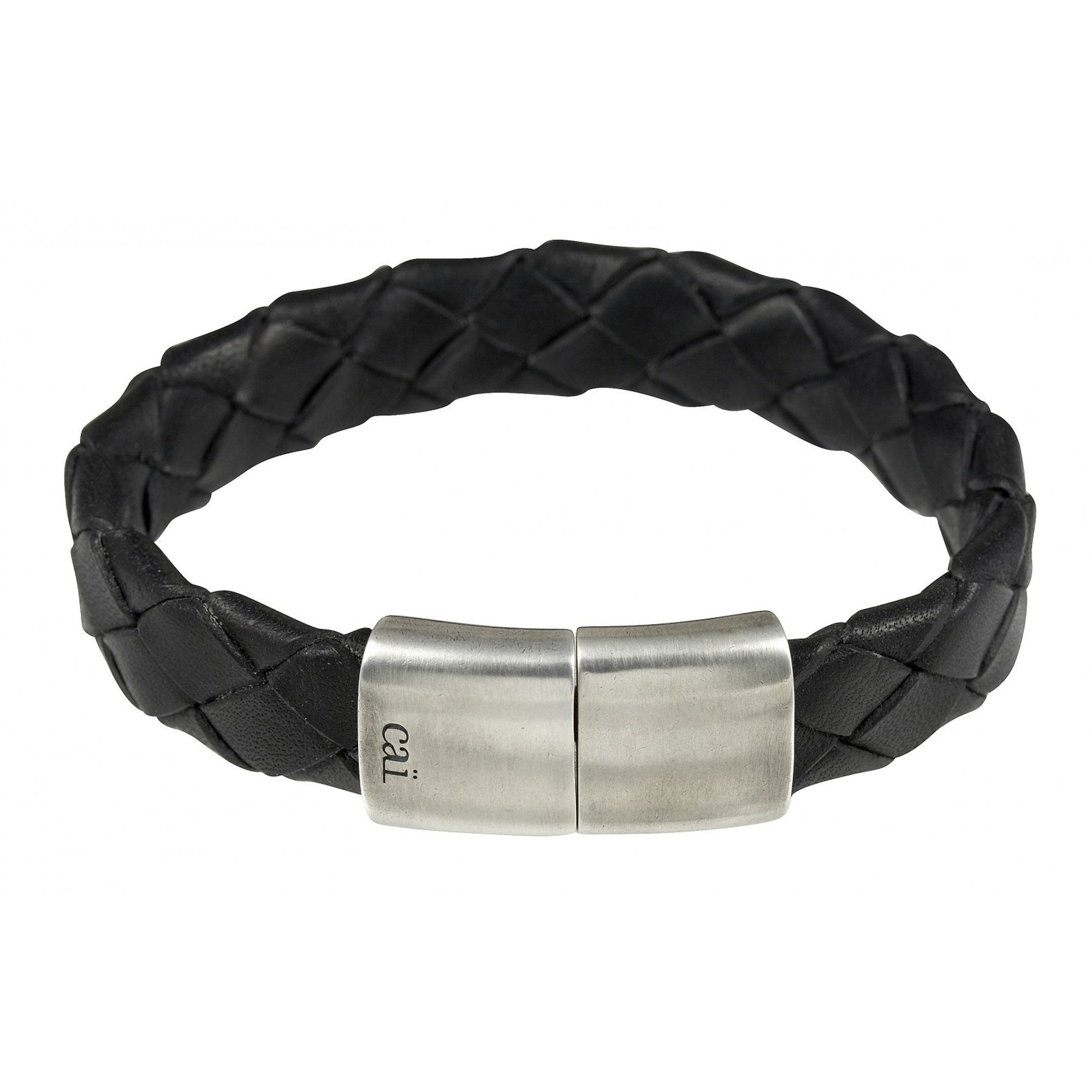Silber CAÏ Magnetverschluss Armband Lederband Sterling 925/- rhodiniert