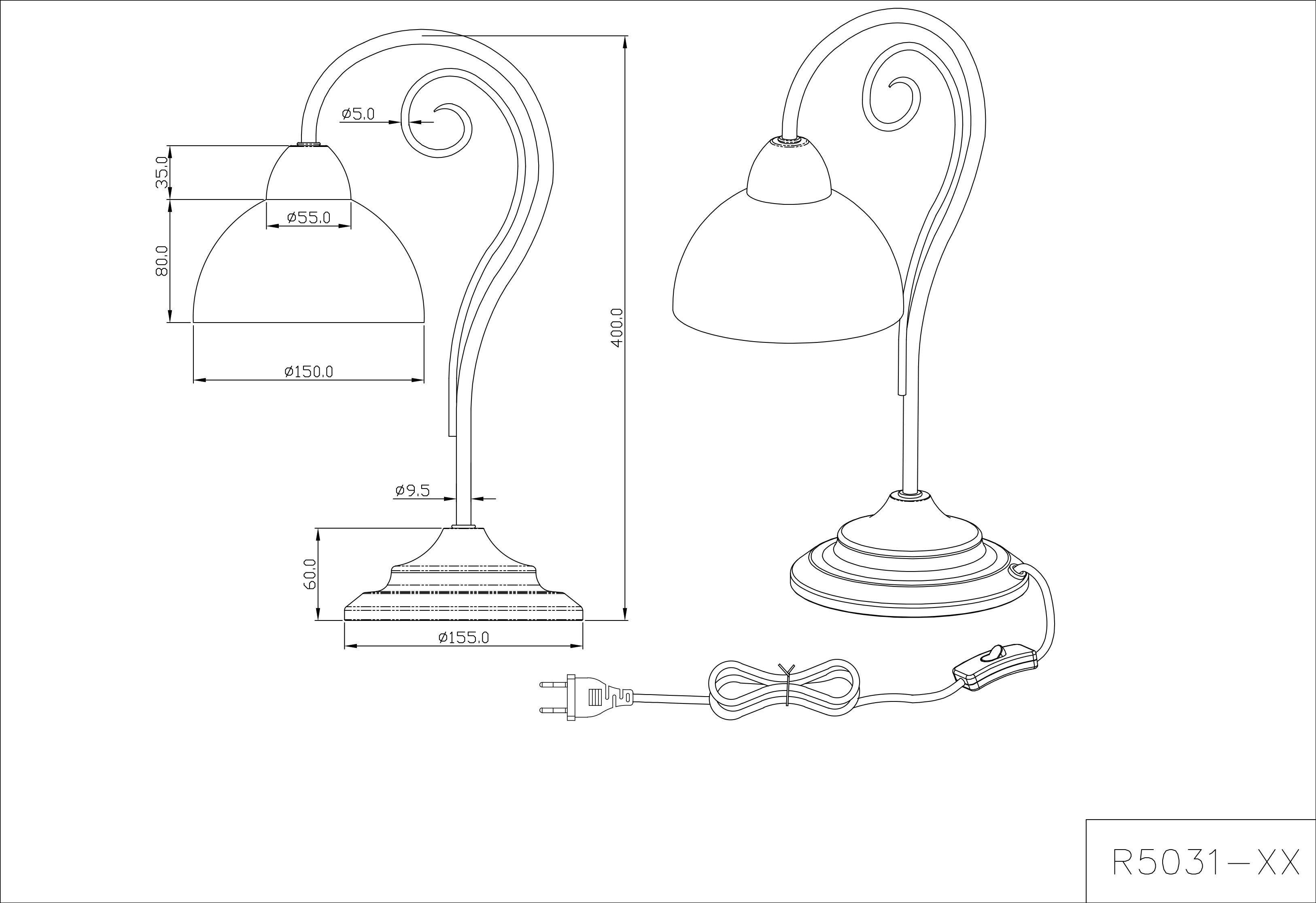 Leuchten Country, Tischleuchte Schnurschalter,IP20,Leuchtmittel tauschbar Leuchtmittel, ohne TRIO