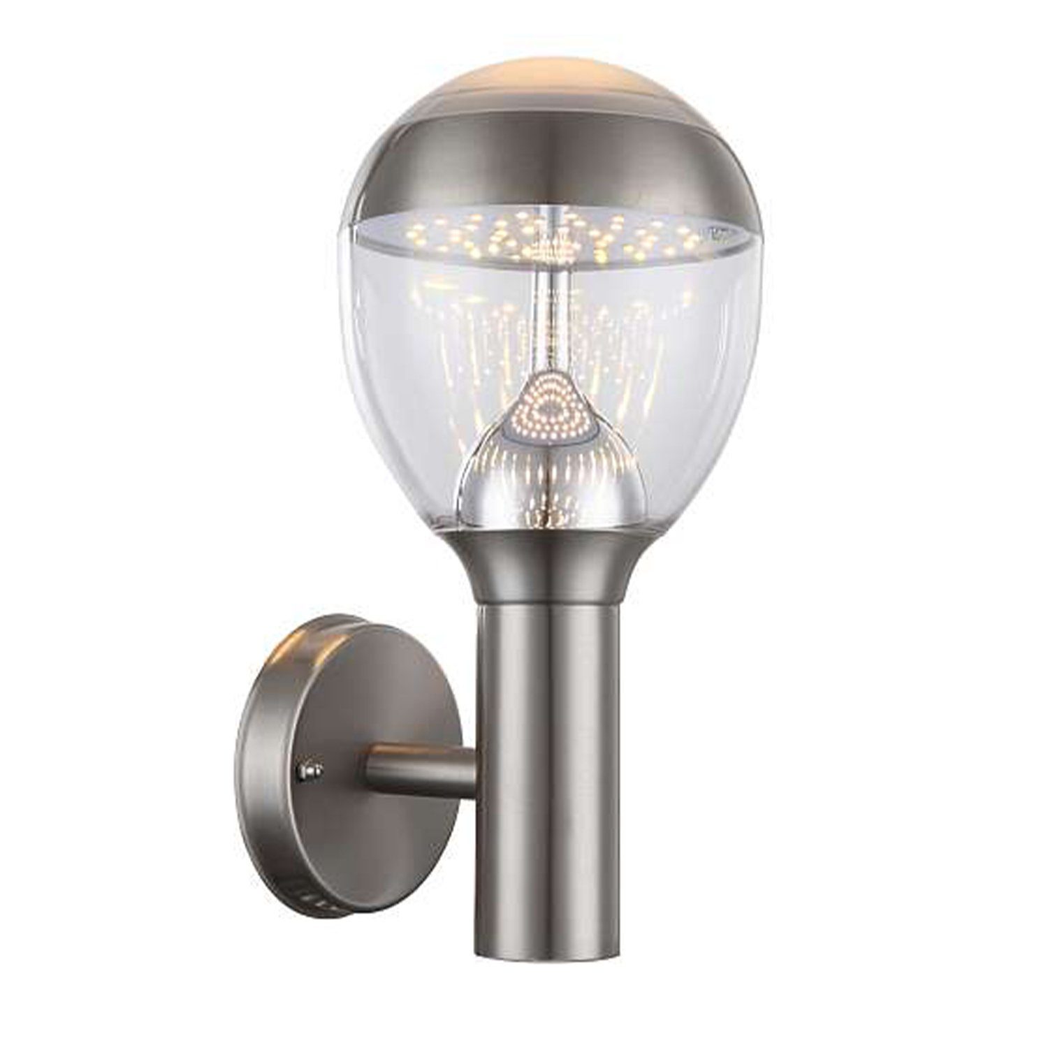 Globo Außen-Wandleuchte GLOBO LED Edelstahl Außen-Lampe Wandleuchte IP44 Außen-Leuchte 34250